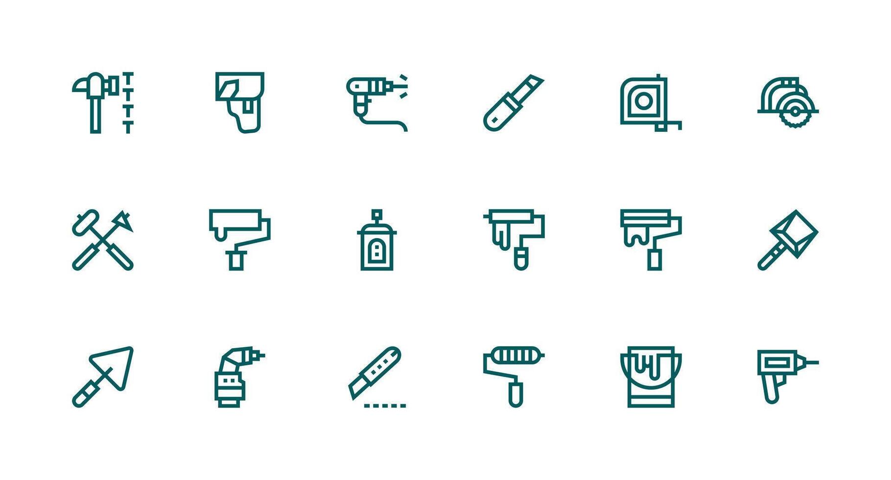 Home Improvement featuring 18 Icons in Strong Stroke Line Design Customizable Icon Series for Mobile Screens vector