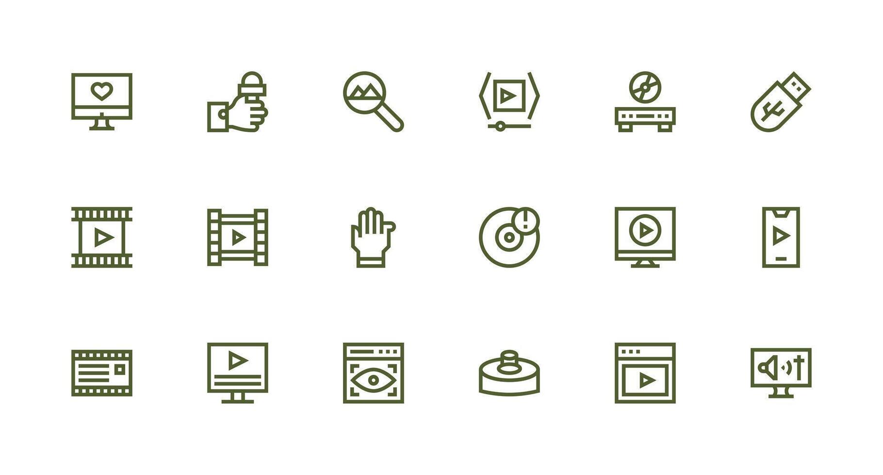 Digital Media Design Icons featuring 18 in Strong Stroke Line Style Scalable Icons for All Themes vector