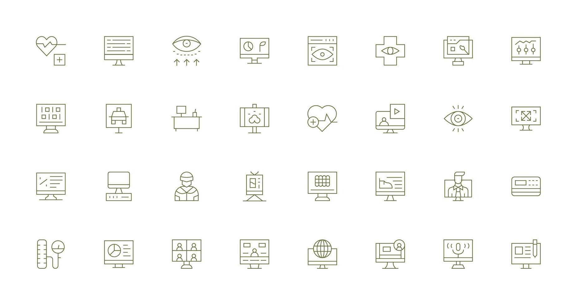 32 Thin Line Designs for Monitor Icons Dashboard Icon Series vector