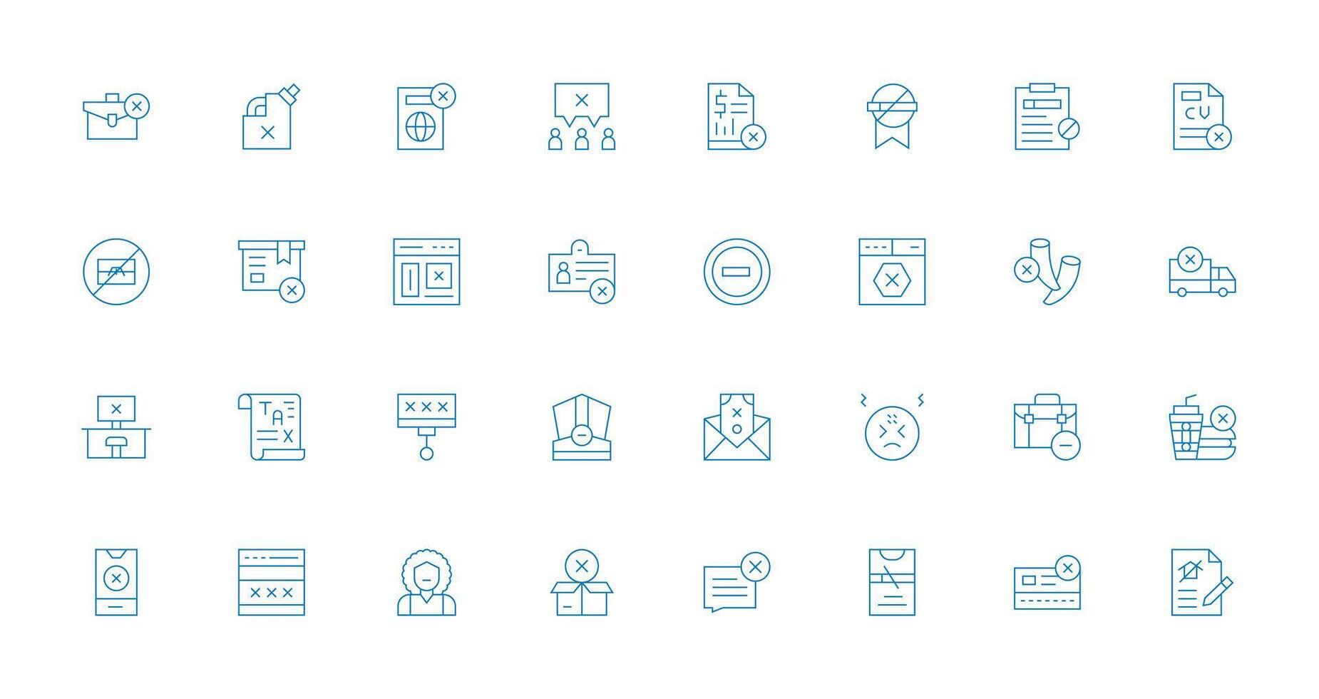 32 Thin Line Style Icons from Denied Collection Optimized Icon Pack for Digital Products vector