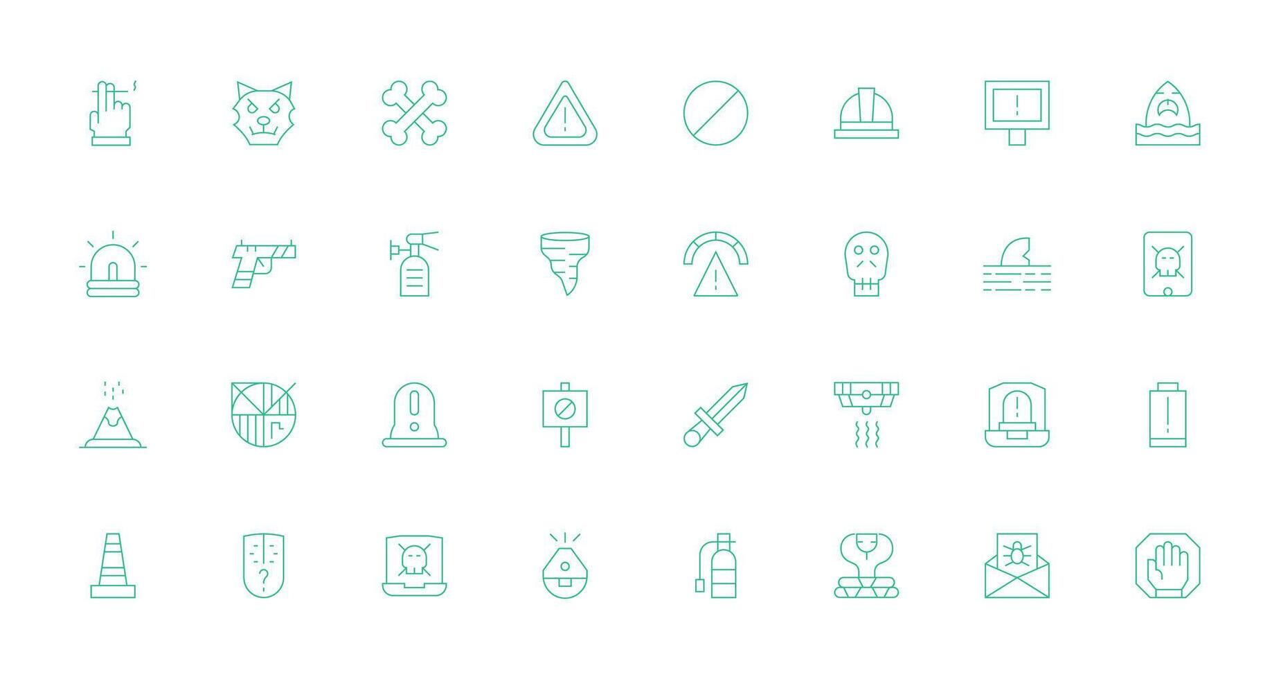 32 Thin Line Style Icons from Danger Collection All Device Compatible Icon Set vector