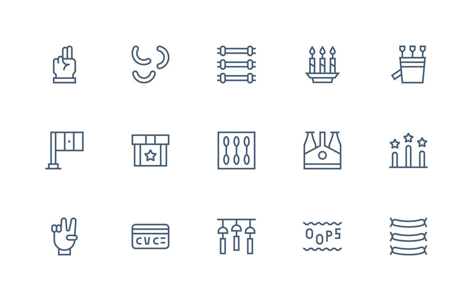 Three Visual Pack containing 15 Regular Line Icons Complete Icon Set for Mobile Apps vector