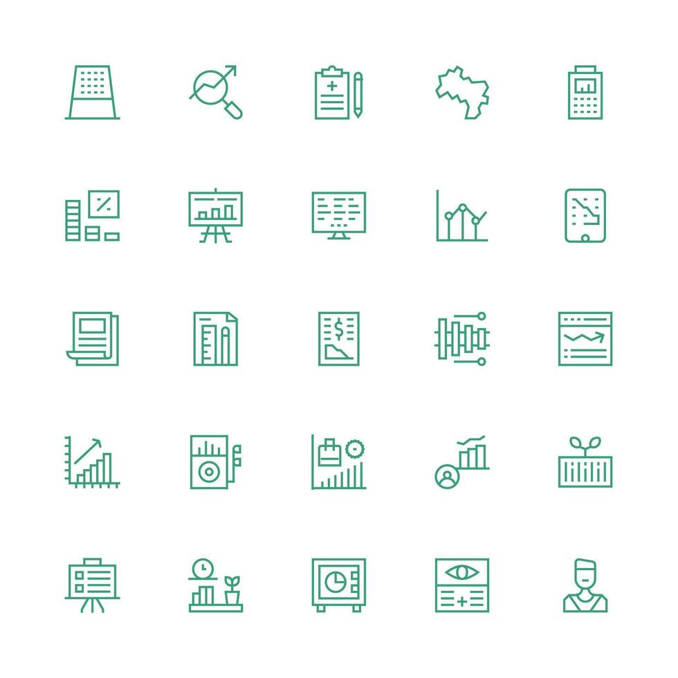 Medium Stroke Outline Style Chart Icons with 25 Vectors Full Icon Library for UI Designers