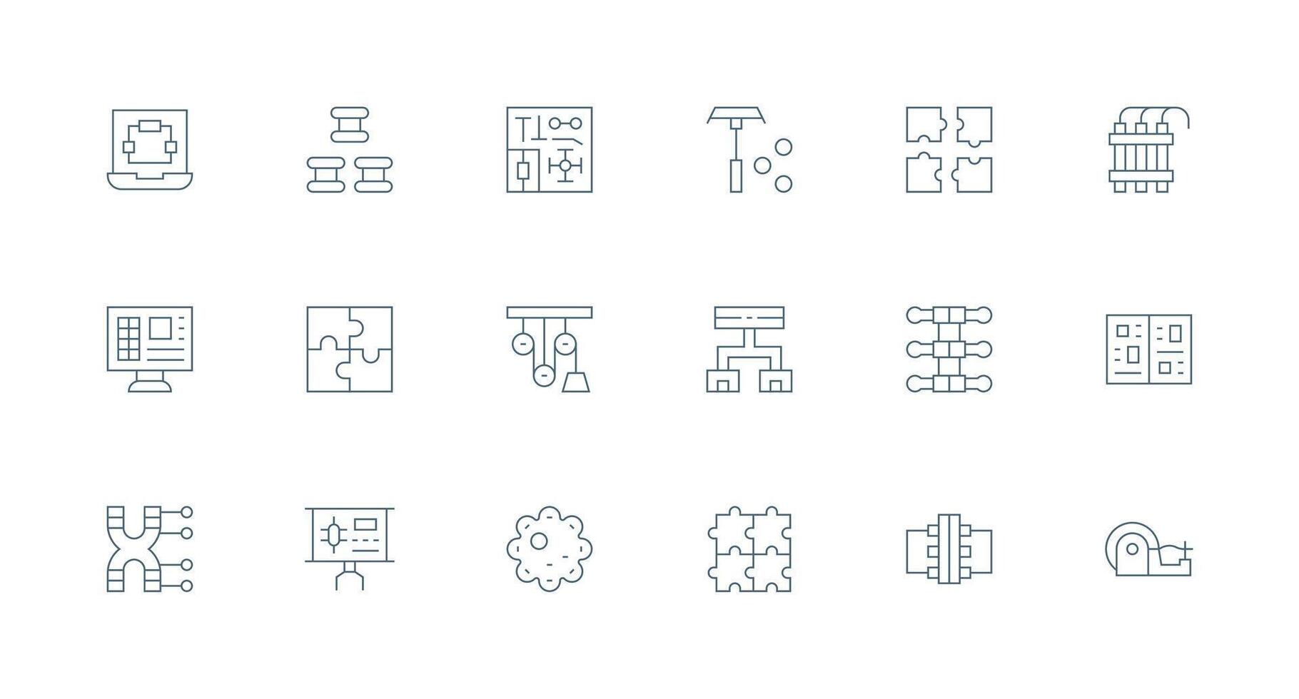 Components Icon Set with 18 Minimal Line Graphics Smart Icon Collection vector
