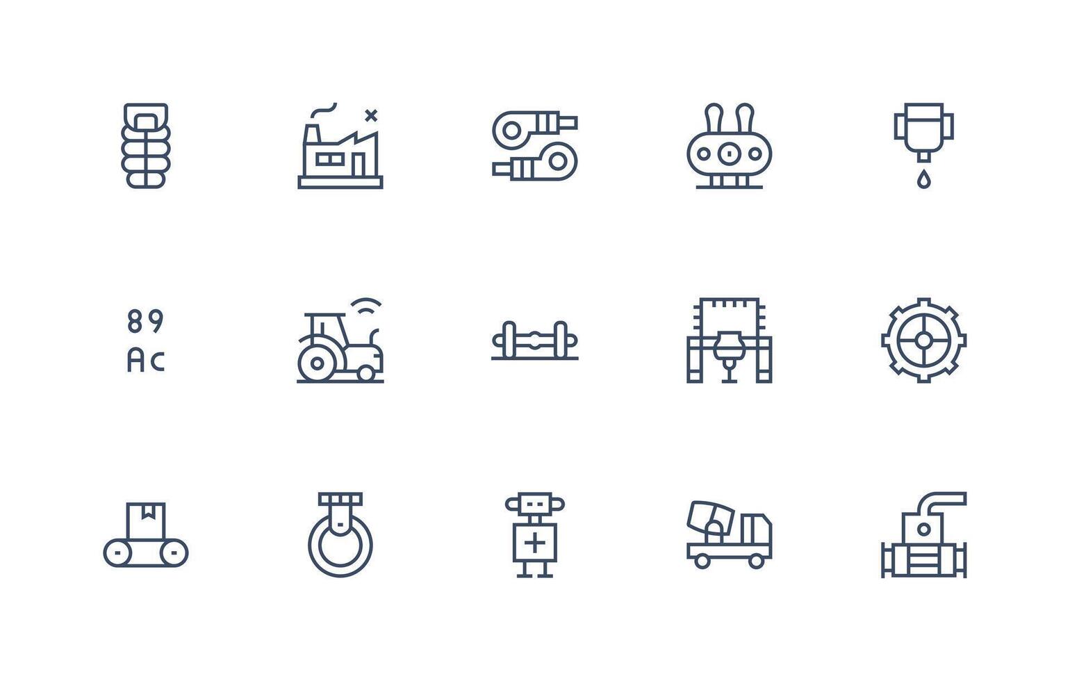 Machinery Set with 15 Regular Line Icons Core Icon Collection for Daily Tasks vector