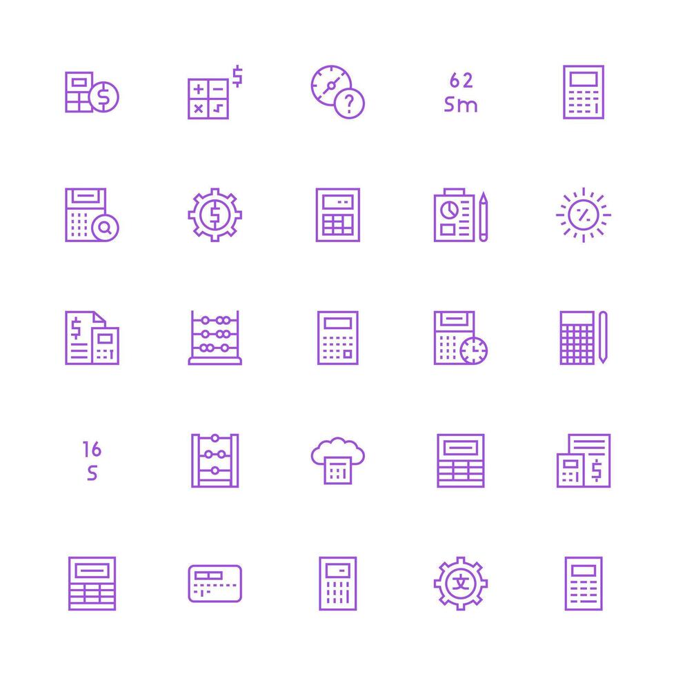25 Medium Stroke Outline Icons for Calculation Graphics Smart Icon Collection vector