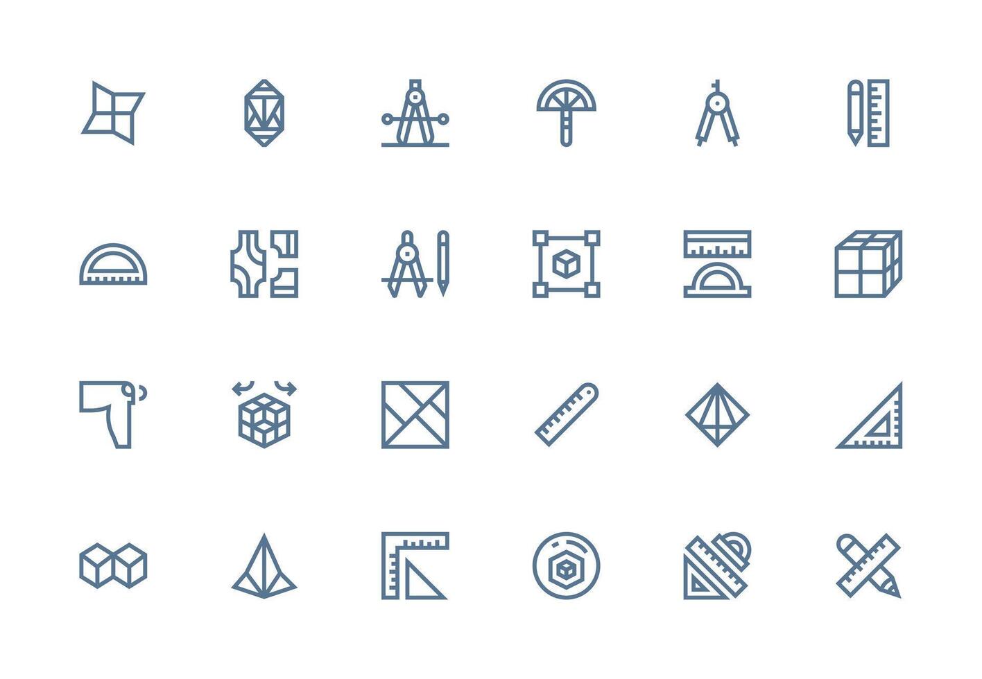 24 Thick Line Line Designs for Geometry Icons Balanced Icon Set for Functional Design vector