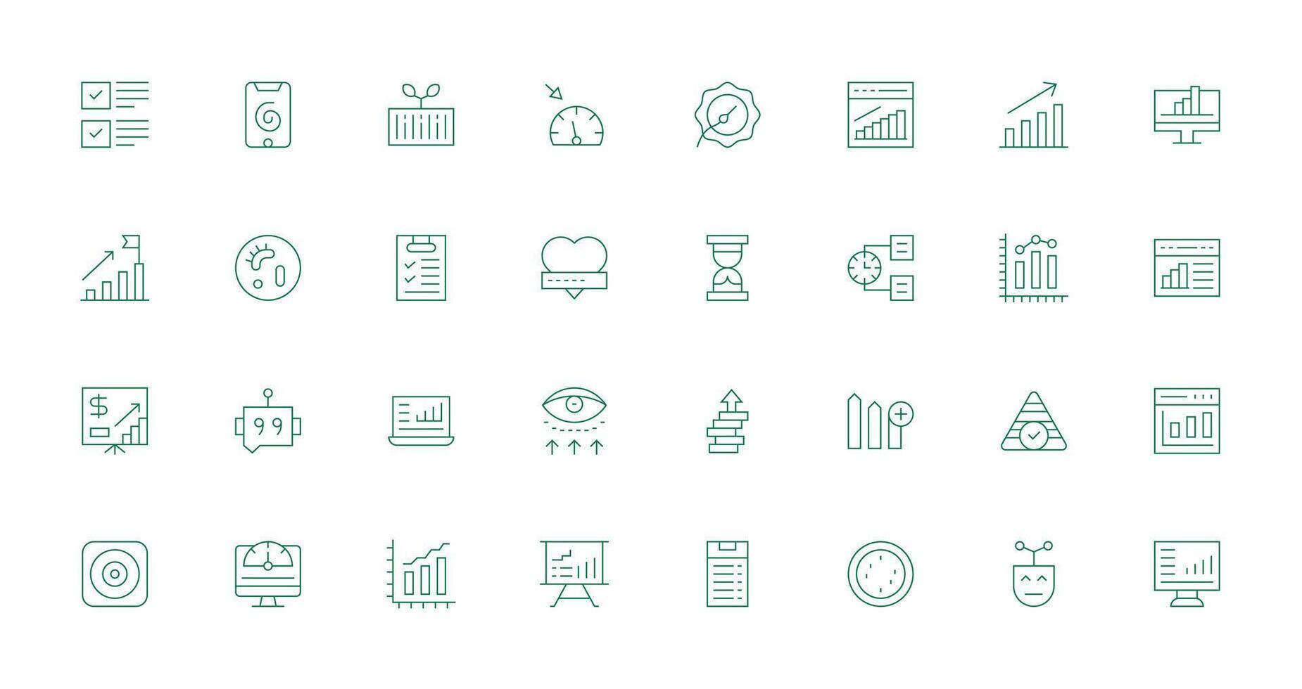 32 Thin Line Style Icons from Progress Bar Collection Digital Icon Collection vector