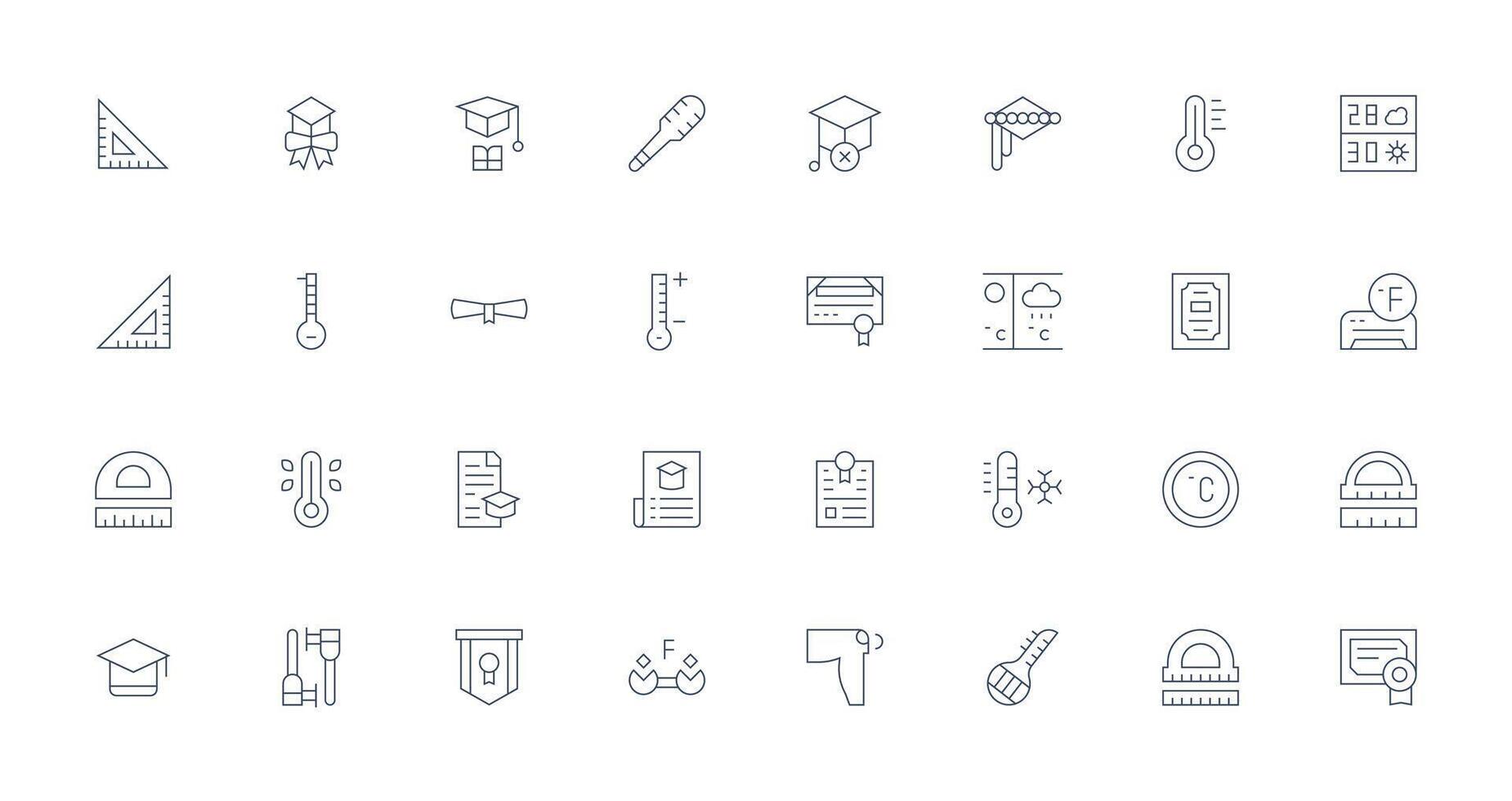 Thin Line Icons from Degree Set with 32 Vectors Customizable Icon Series for Mobile Screens