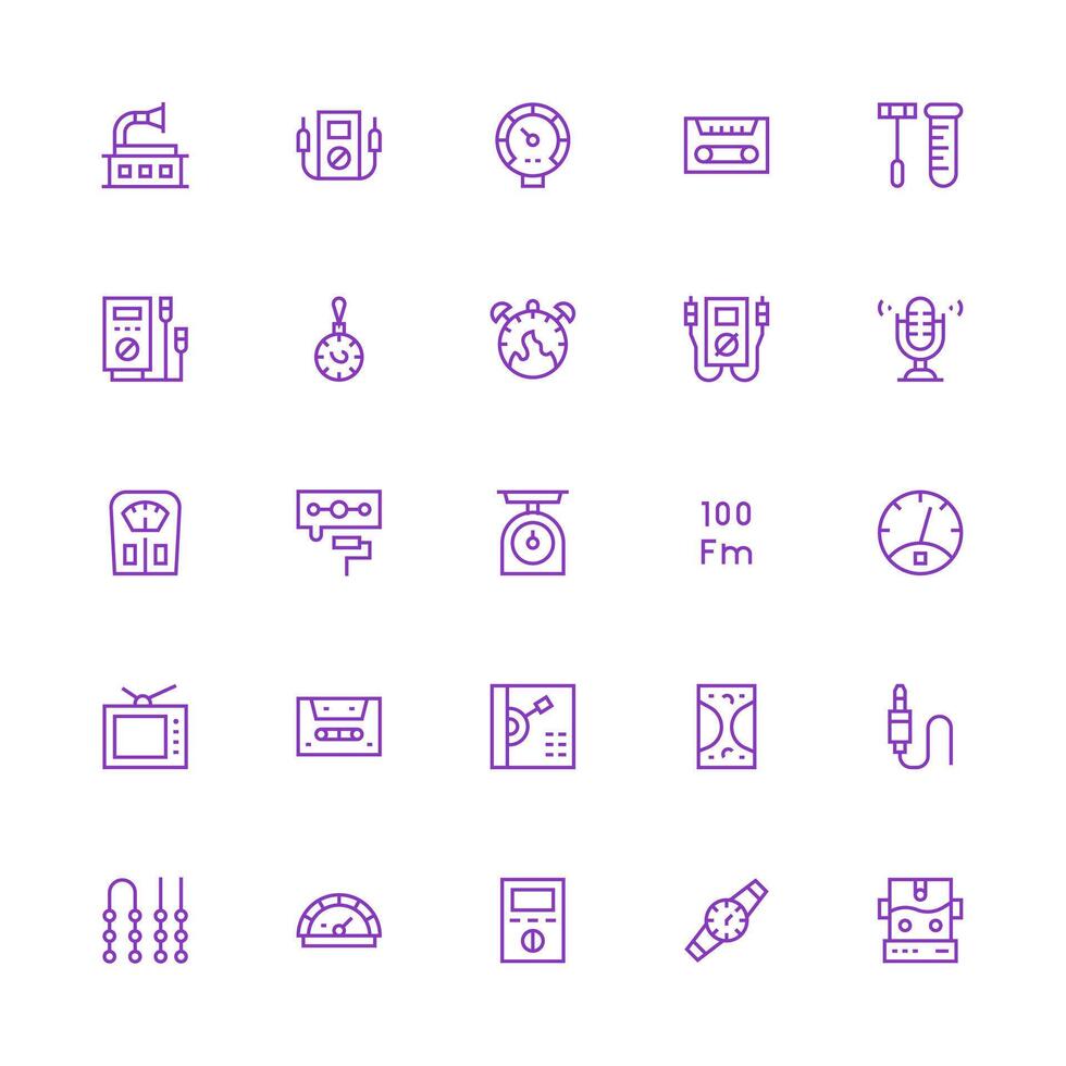 25 Medium Stroke Outline Vectors for Analog Theme Display Icon Pack