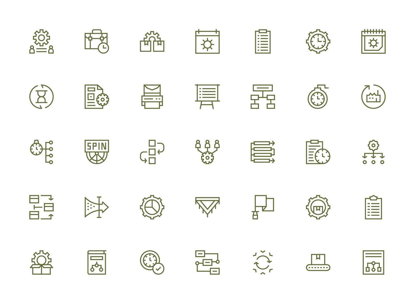 Workflow Set with 35 Regular Clean Line Icons Compact Icon Pack vector