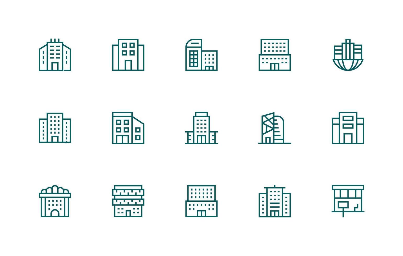 15 Regular Line Designs for Downtown Icons User Interface Icons for Digital Products vector