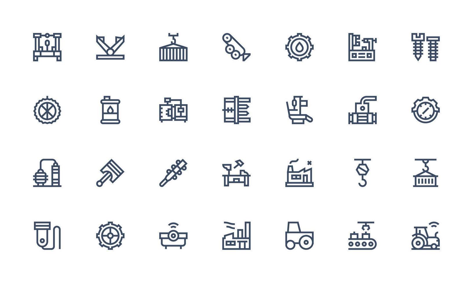 Bold Line Style Machinery Icons with 28 Vectors Minimal Icon Set for Interface Projects