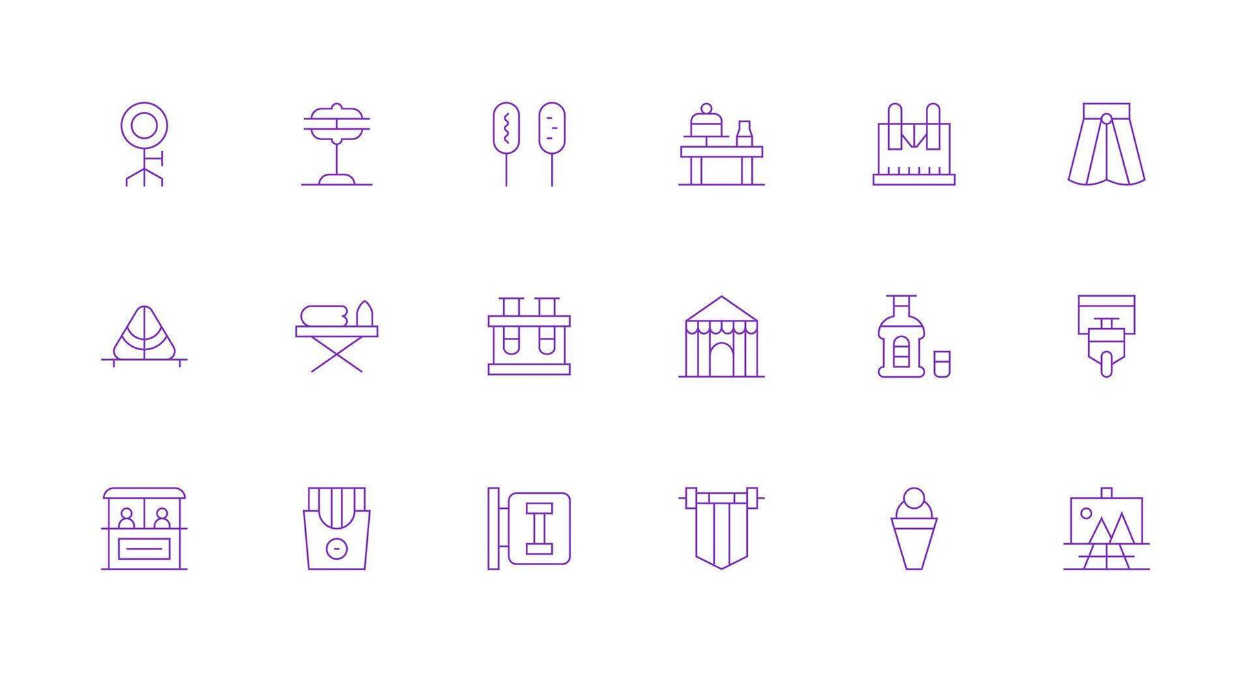 18 Icons for Stand in Minimal Line Format Clean Icon Set Icon Pack for UI Projects vector