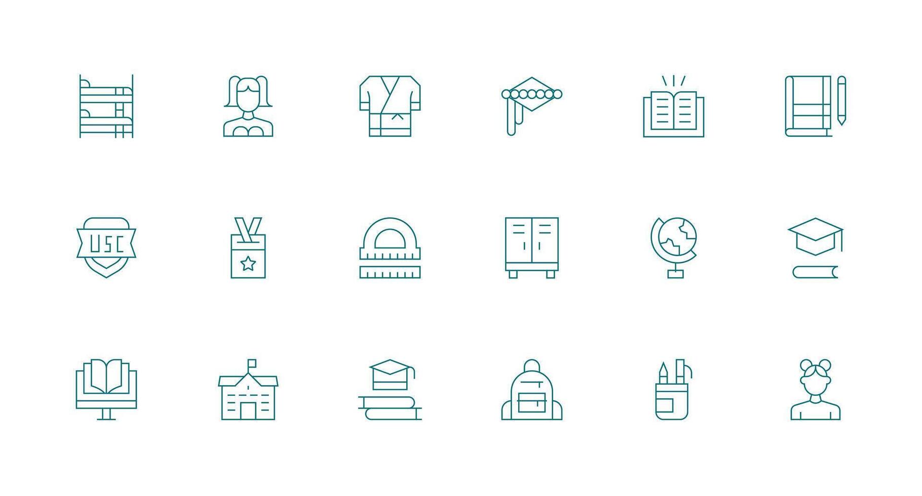 18 Minimal Line Style Icons from Student Collection Minimal Icon Set for Interface Projects vector