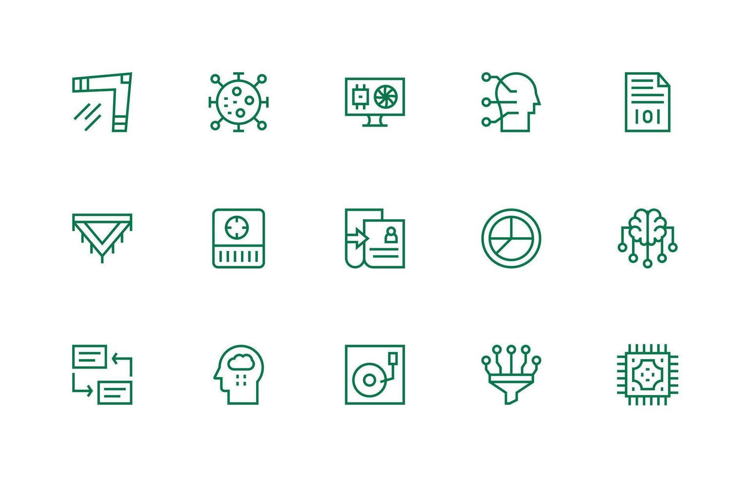15 Regular Line Icons for Data Processing Graphics Responsive Icon Set for Flexible Layouts vector