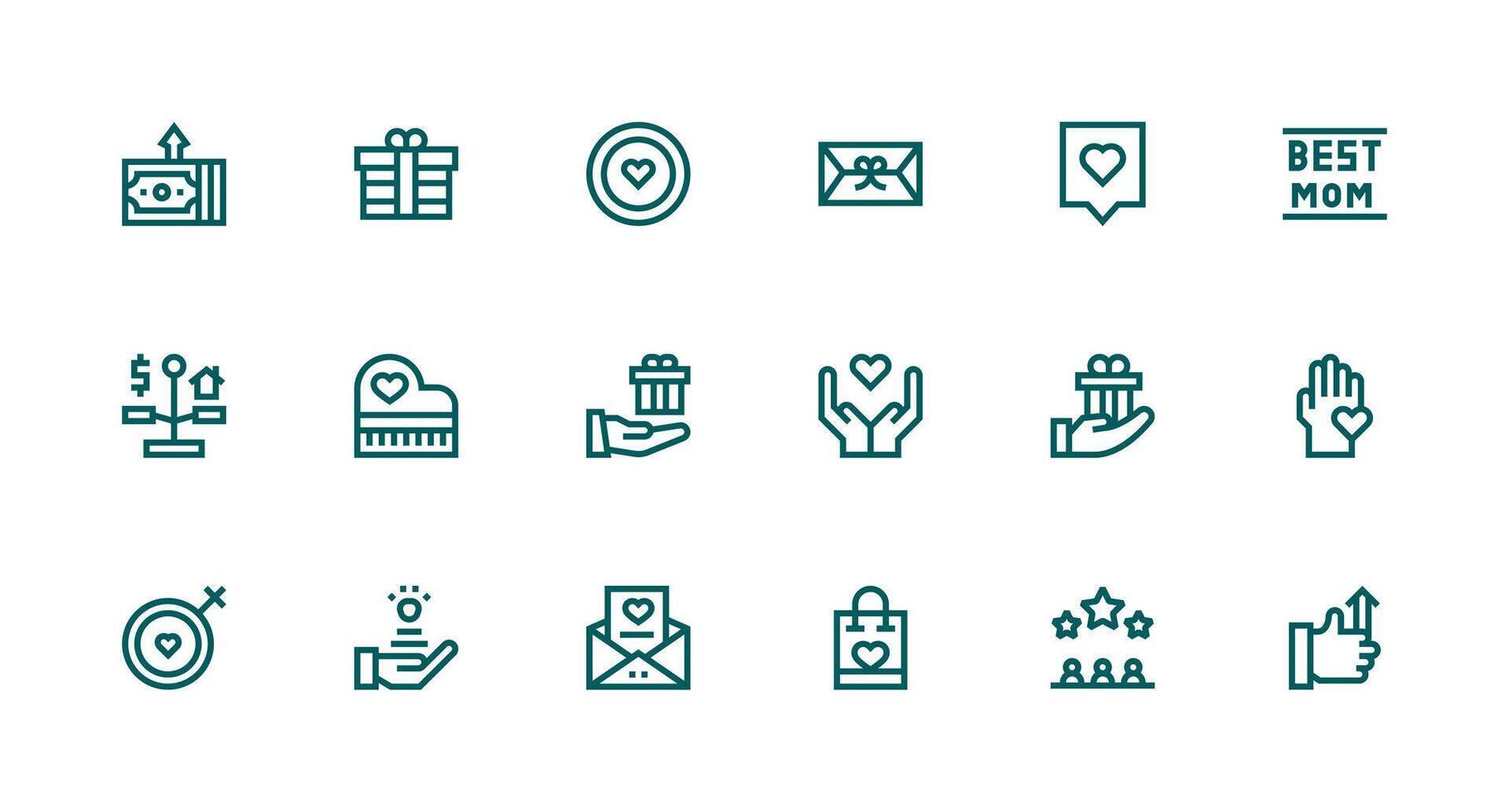 Strong Stroke Line Icons from Appreciation Set with 18 Vectors Detailed Icon Collection for Design Systems