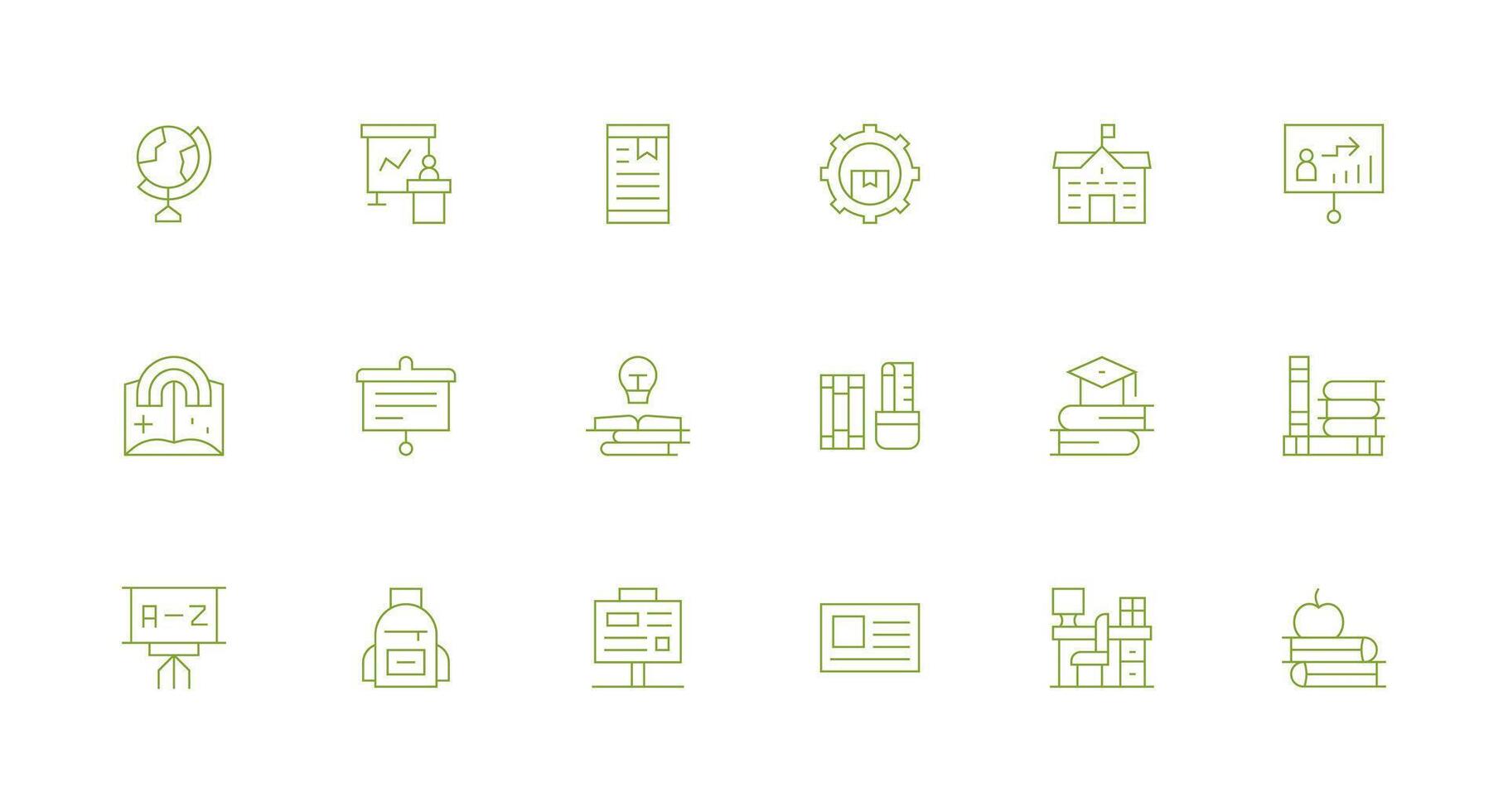 18 Minimal Line Style Icons from Learning Collection Web and App Icon Pack Collection vector