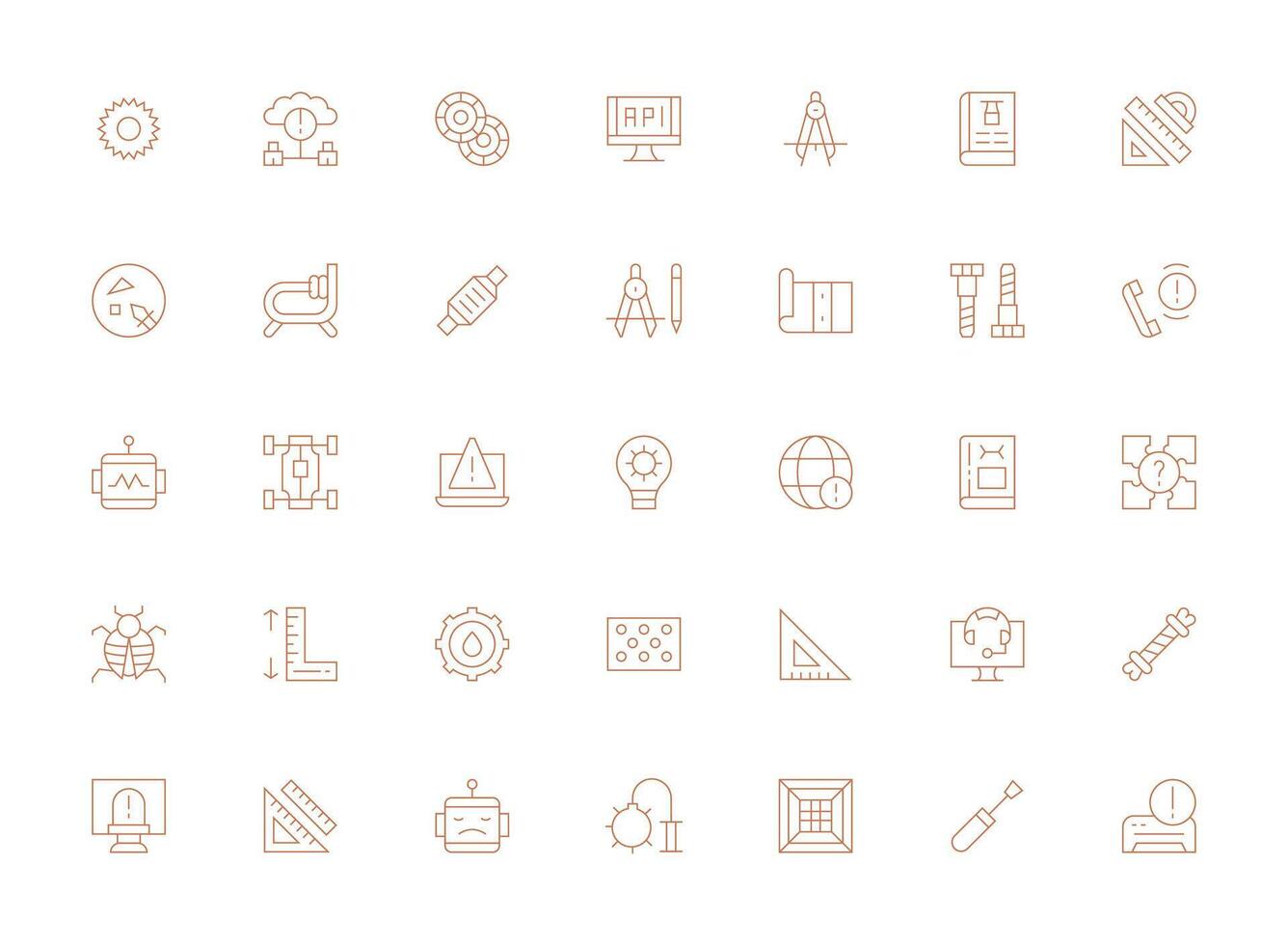Technical Design Icons featuring 35 in Light Line Style Scalable Icons for All Themes vector
