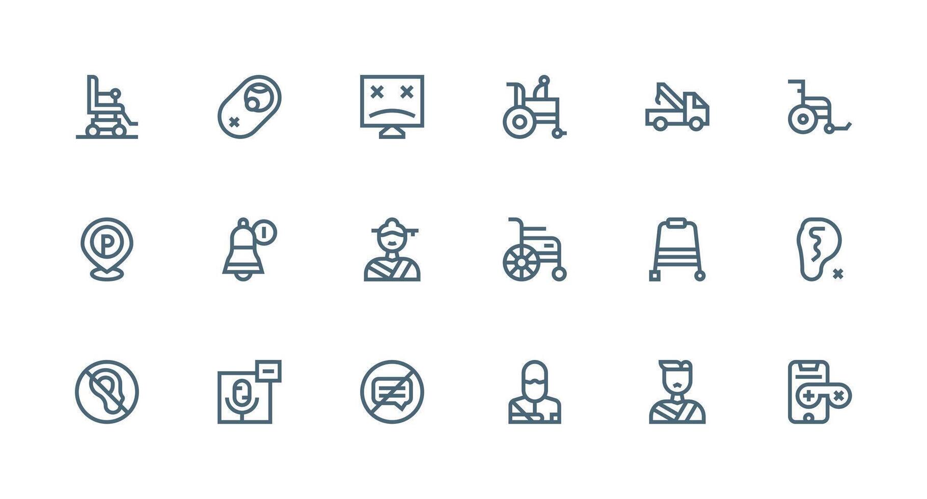 Strong Stroke Line Icons from Disabled Set with 18 Vectors Clean Set for Layout Prototypes