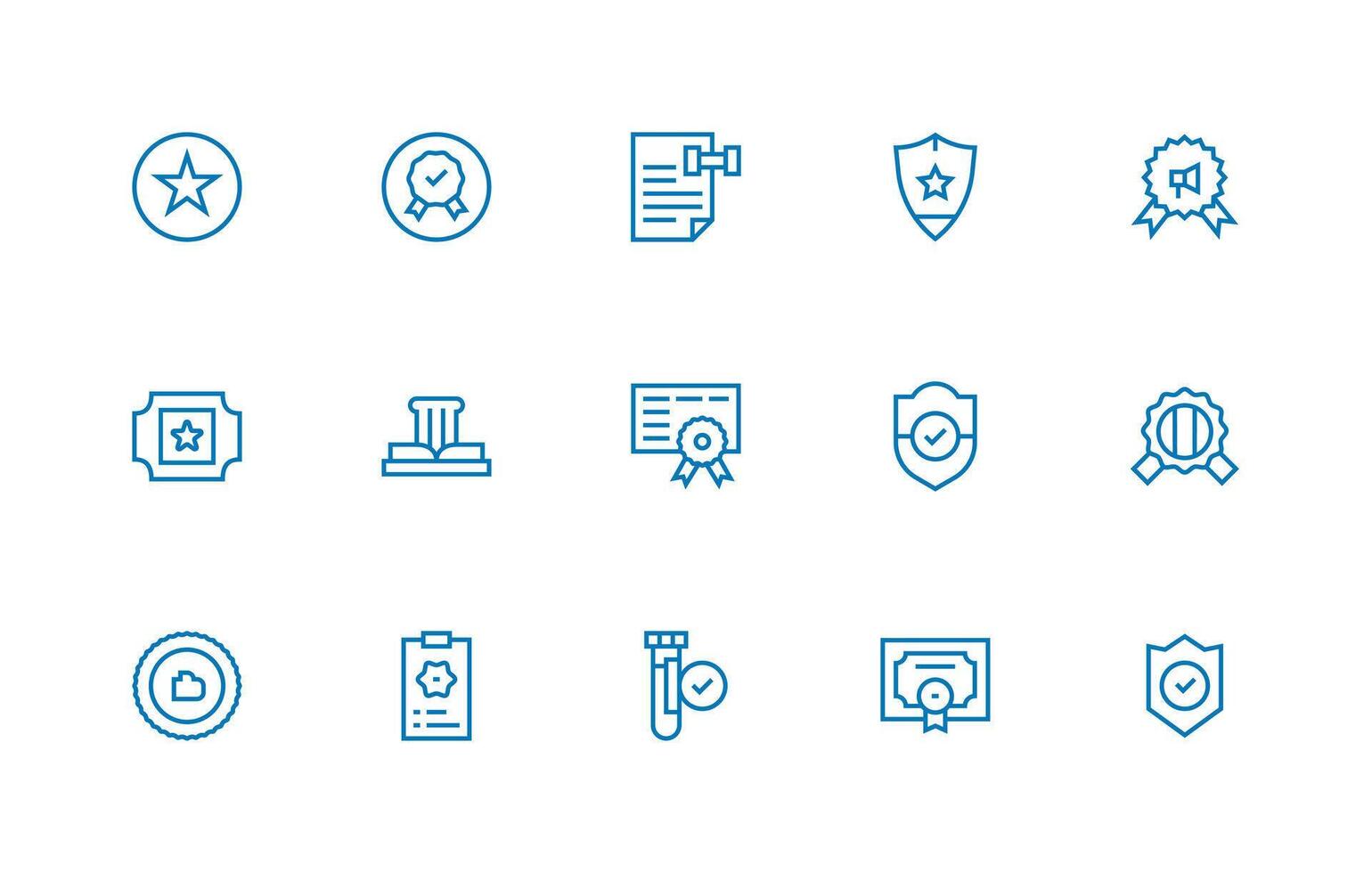 15 Regular Line Icons for Certified Graphics Lightweight Icon Series for Fast Prototypes vector
