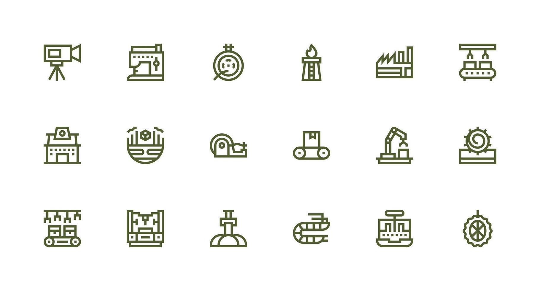 18 Icons for Production in Strong Stroke Line Format General Use Icon Pack vector