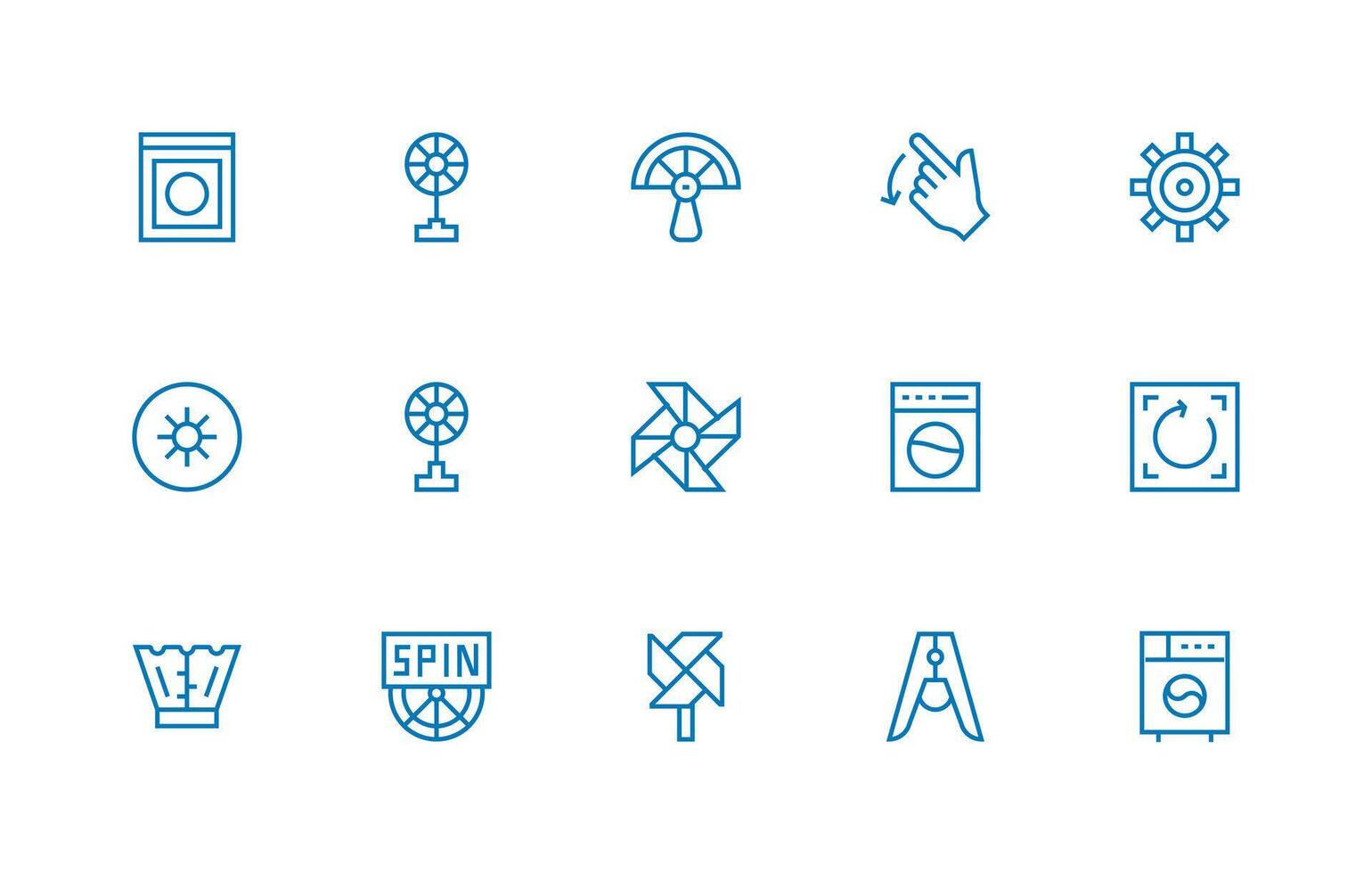 Spin Icon Set with 15 Regular Line Graphics Flat Icon Set vector