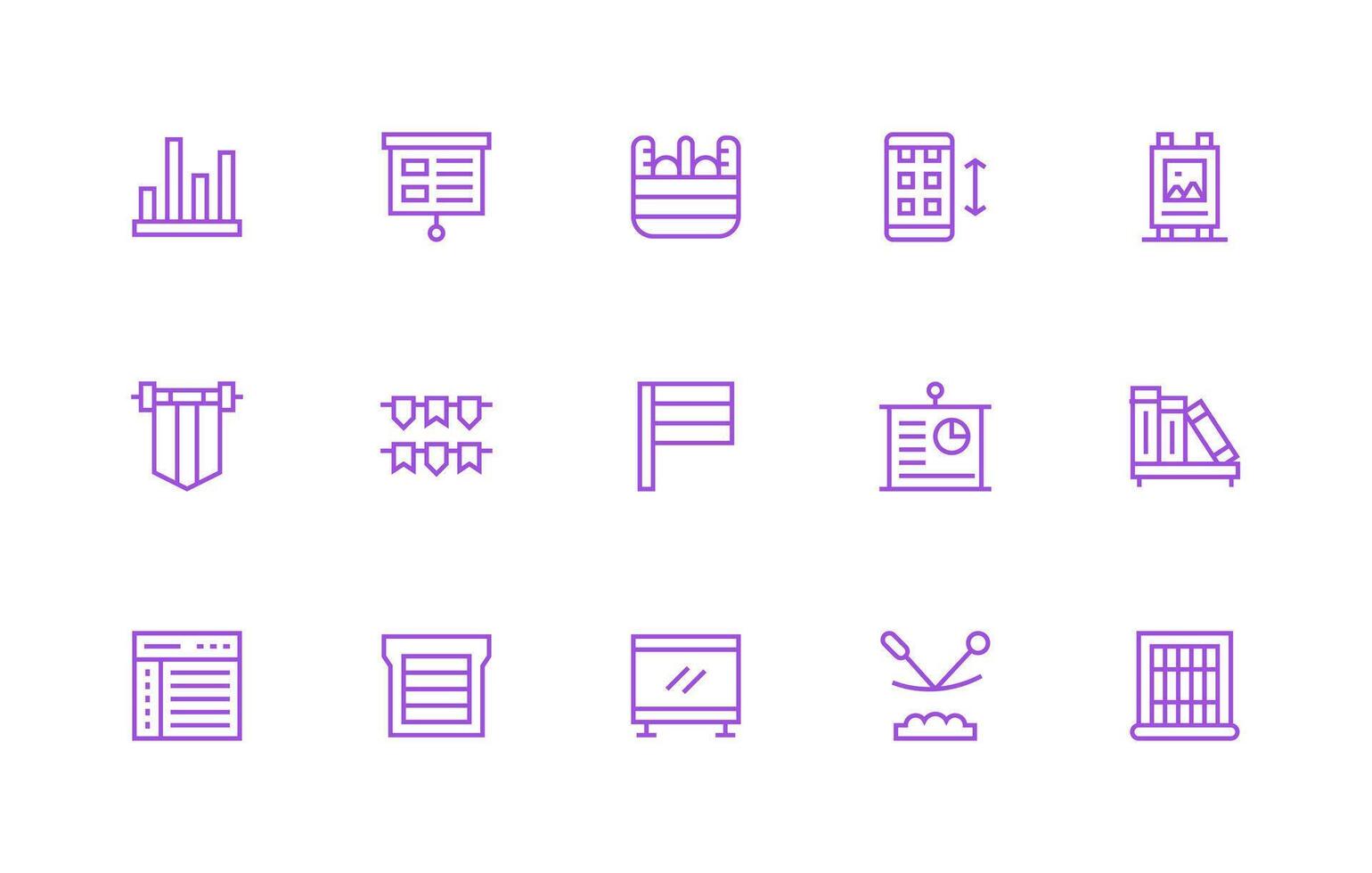 Horizontal Set with 15 Regular Line Icons Digital Icon Collection vector