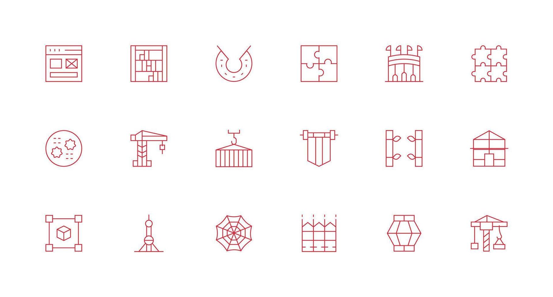 Framework Icon Collection with 18 Minimal Line Designs UI and UX Focused Icon Collection vector