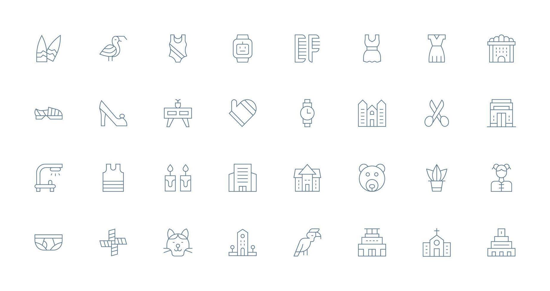 Lineart including 32 Thin Line Illustrations Scalable Icons for Cross-Platform Interfaces vector