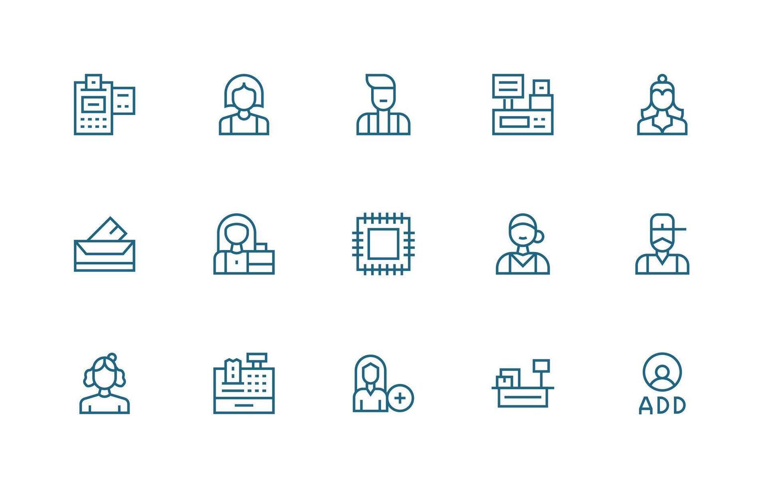 Register Design Icons featuring 15 in Regular Line Style Customizable Icon Series for Mobile Screens vector