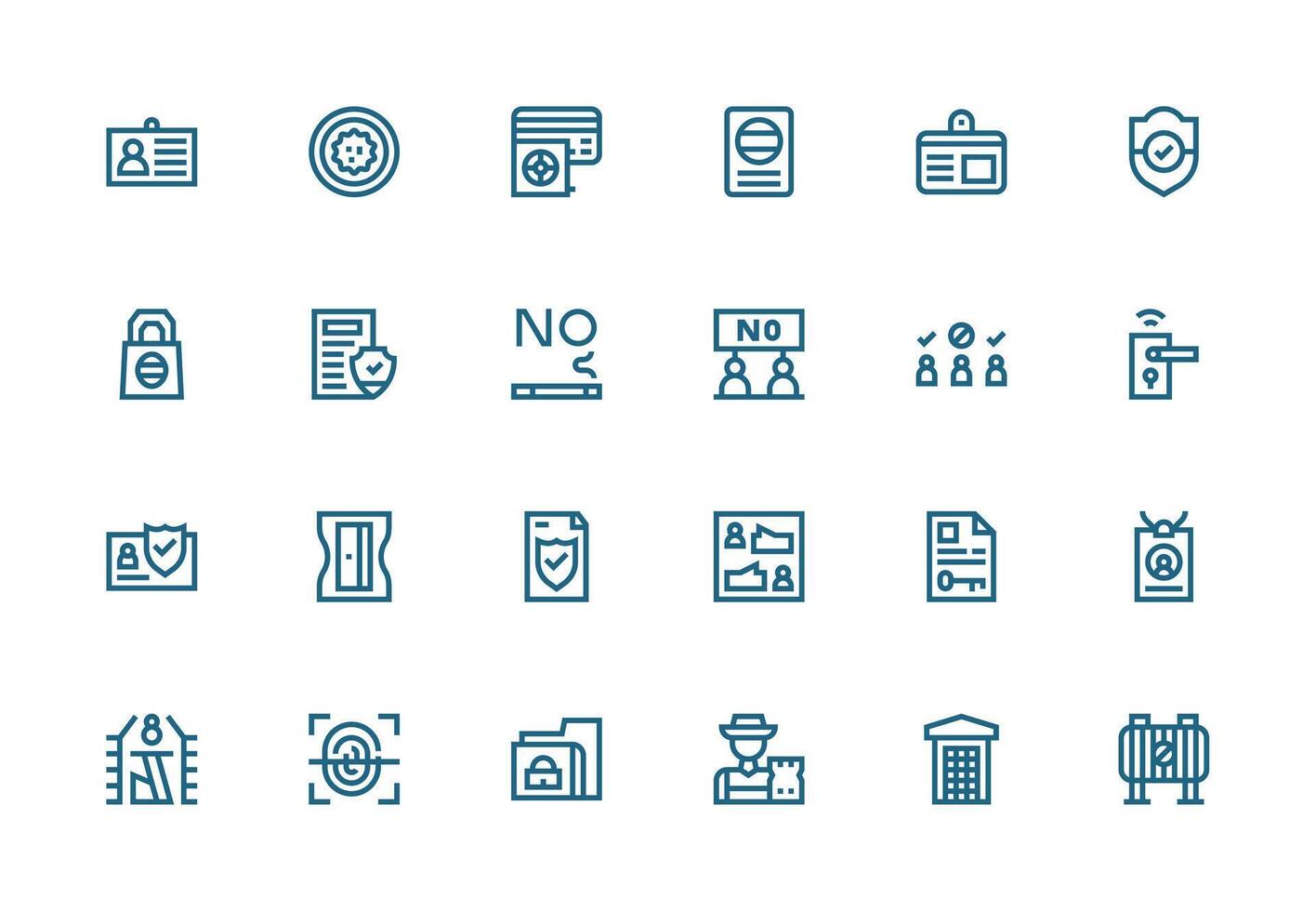 Access Control including 24 Thick Line Line Illustrations Core Icon Collection for Daily Tasks vector