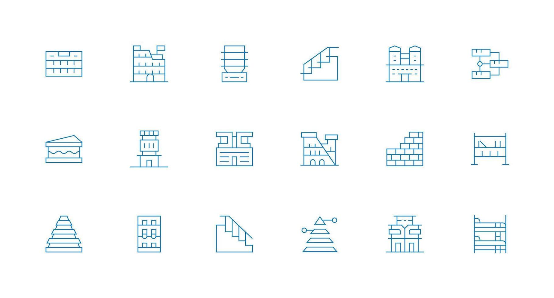 Multilevel Visual Pack containing 18 Minimal Line Icons Multi-Purpose Icon Set vector