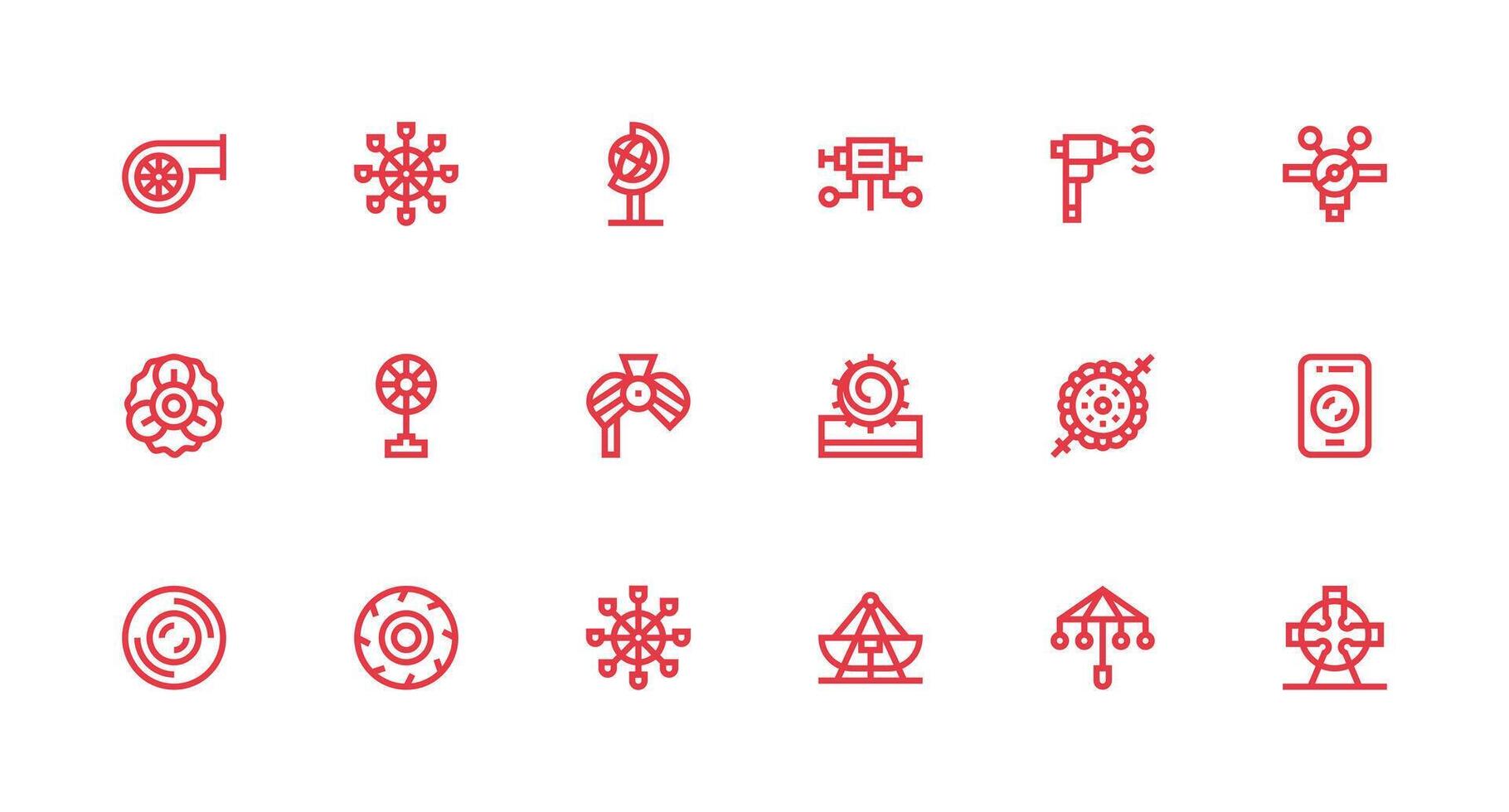 18 Rotating Icons in Strong Stroke Line Aesthetic Fully Editable Icon Set for Web vector
