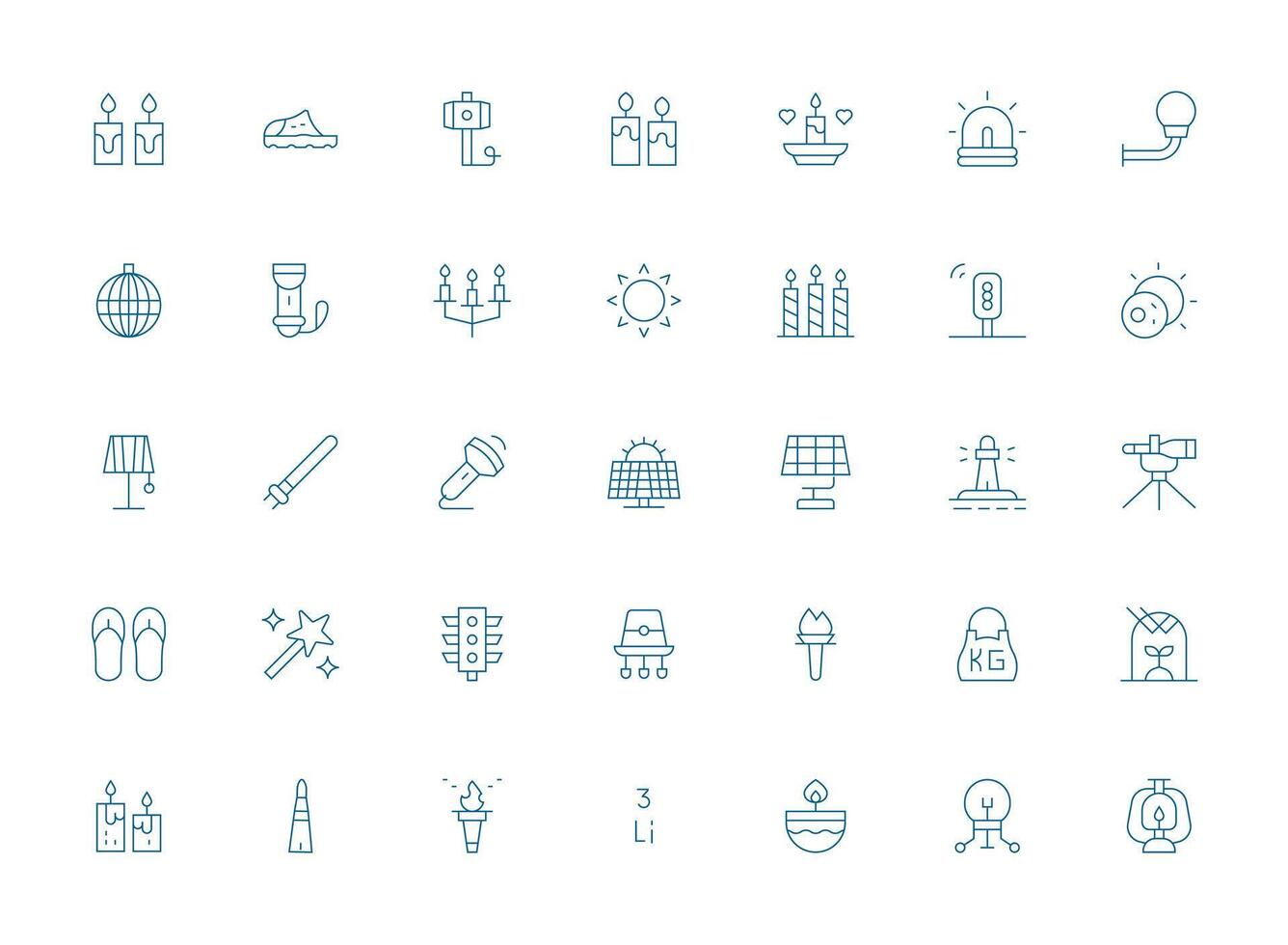 Light Icon Collection with 35 Light Line Designs UI and UX Focused Icon Collection vector