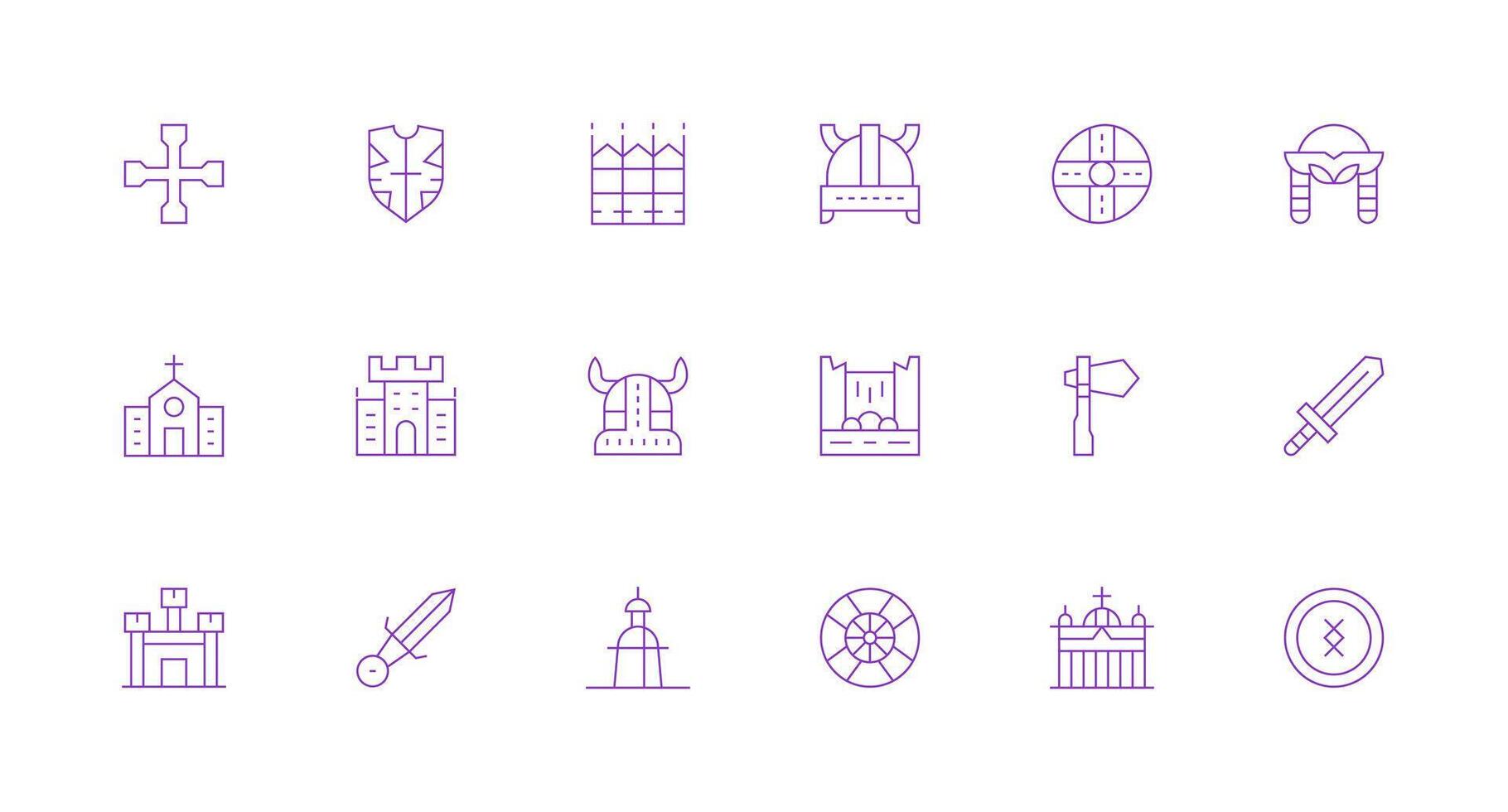 18 Minimal Line Vectors for Medieval Theme Essential Icons for Rapid UI Building