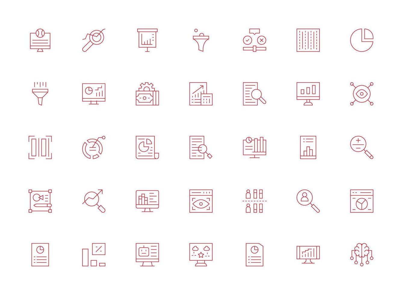 35 Light Line Designs for Data Analysis Icons Dashboard Icon Series vector