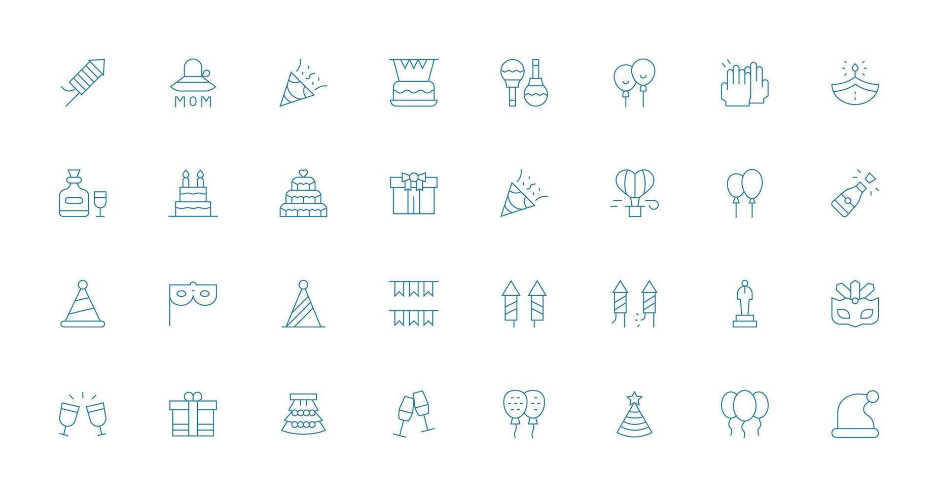 Thin Line Icons from Celebration Icon Set with 32 Vectors User Interface Icons for Digital Products
