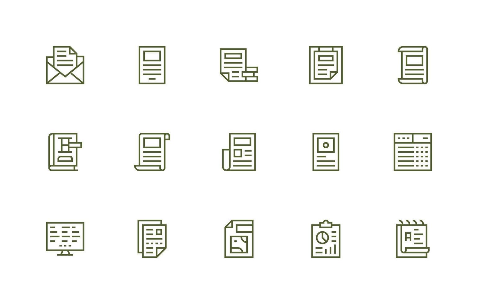 Excel Visual Pack containing 15 Regular Line Icons Compact Icon Pack vector