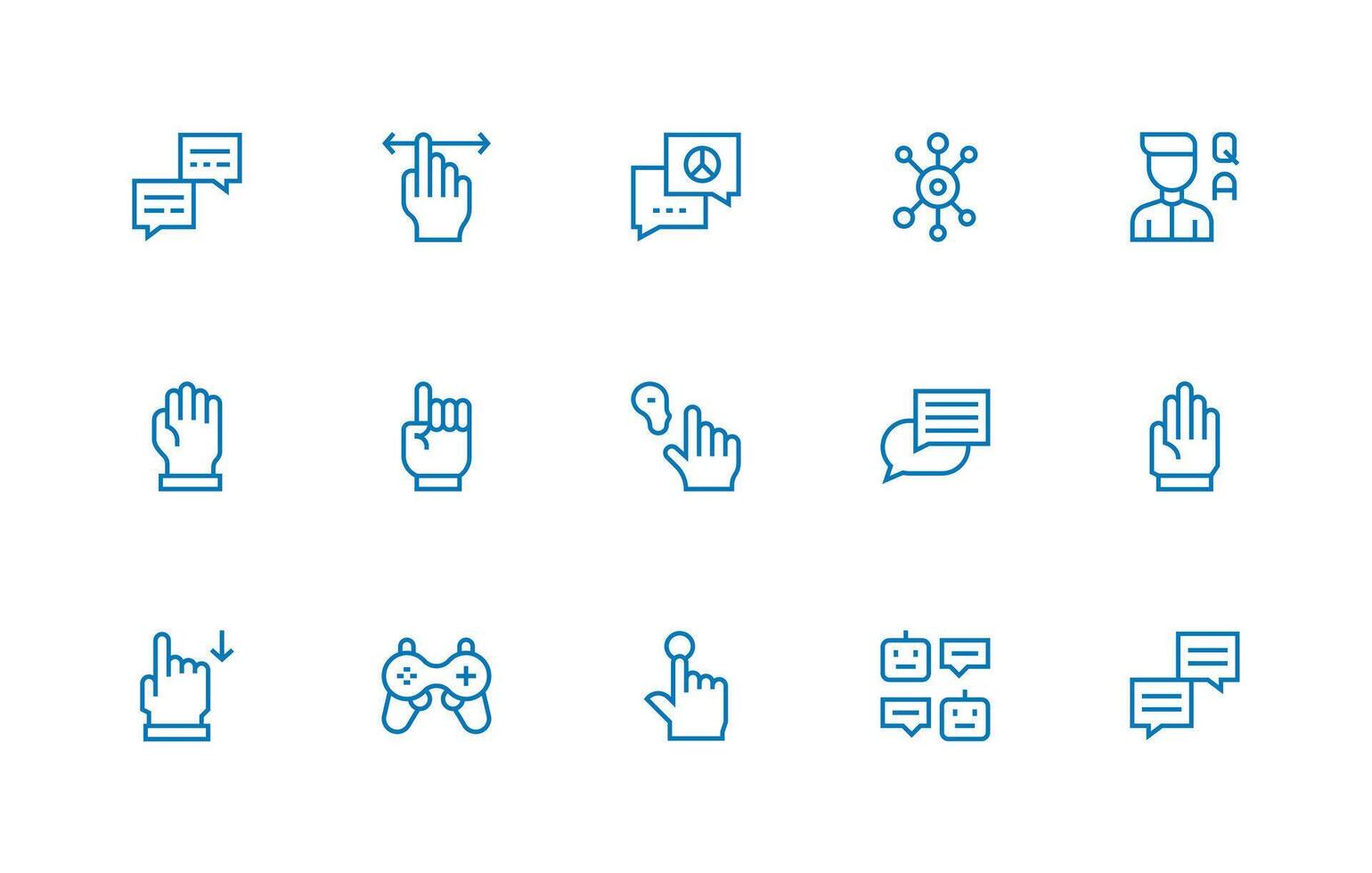 15 regular línea íconos para Interacción gráficos multi-estilo icono colección vector