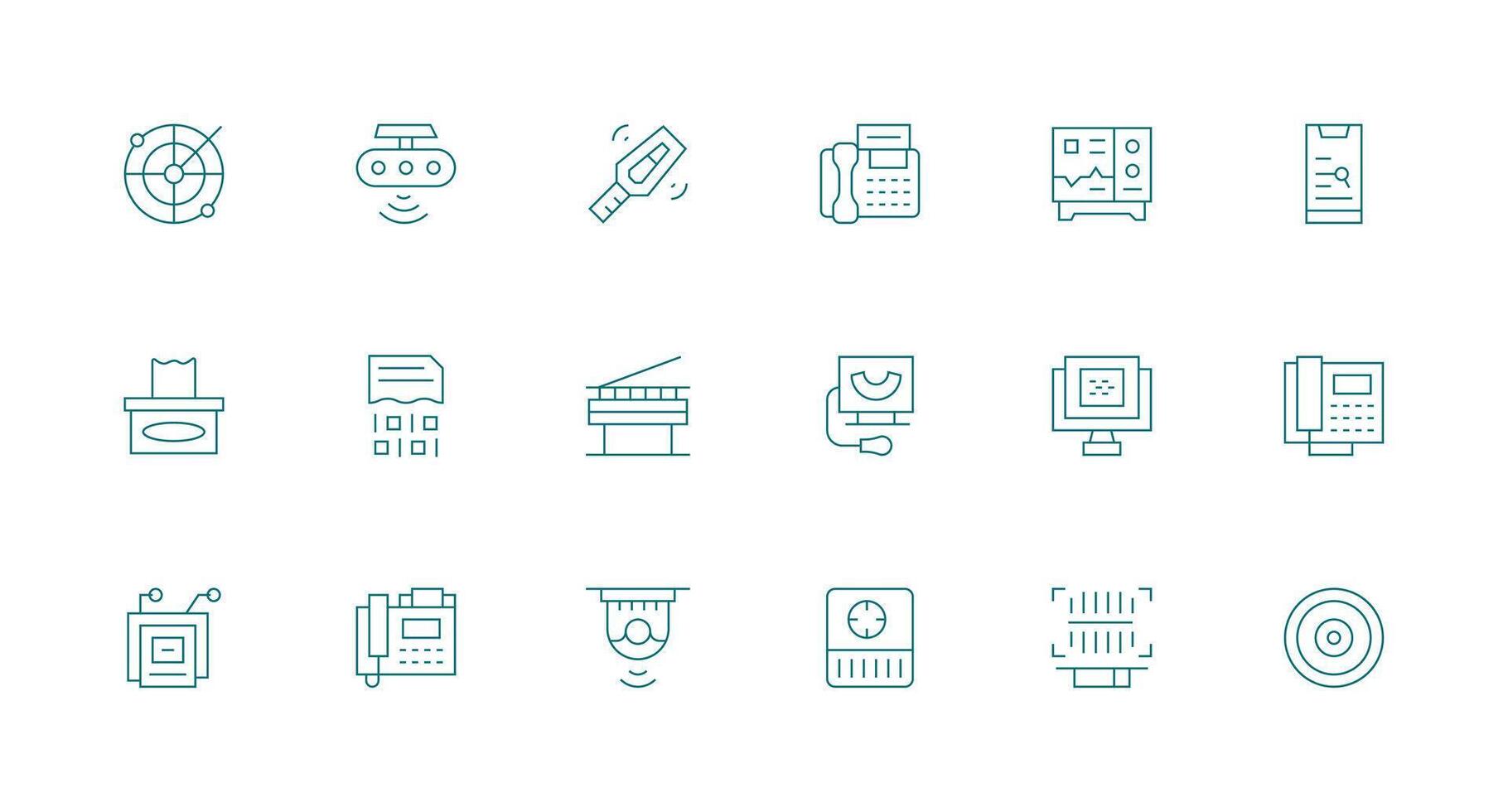 Scanning Design Icons featuring 18 in Minimal Line Style Glyph Icon Series vector
