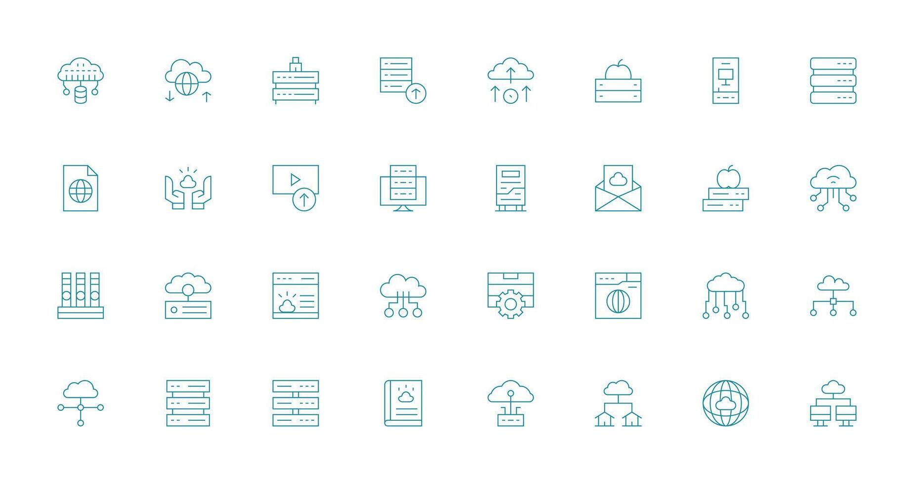 Hosting Set with 32 Thin Line Icons Digital Product Icons for Fast Delivery vector