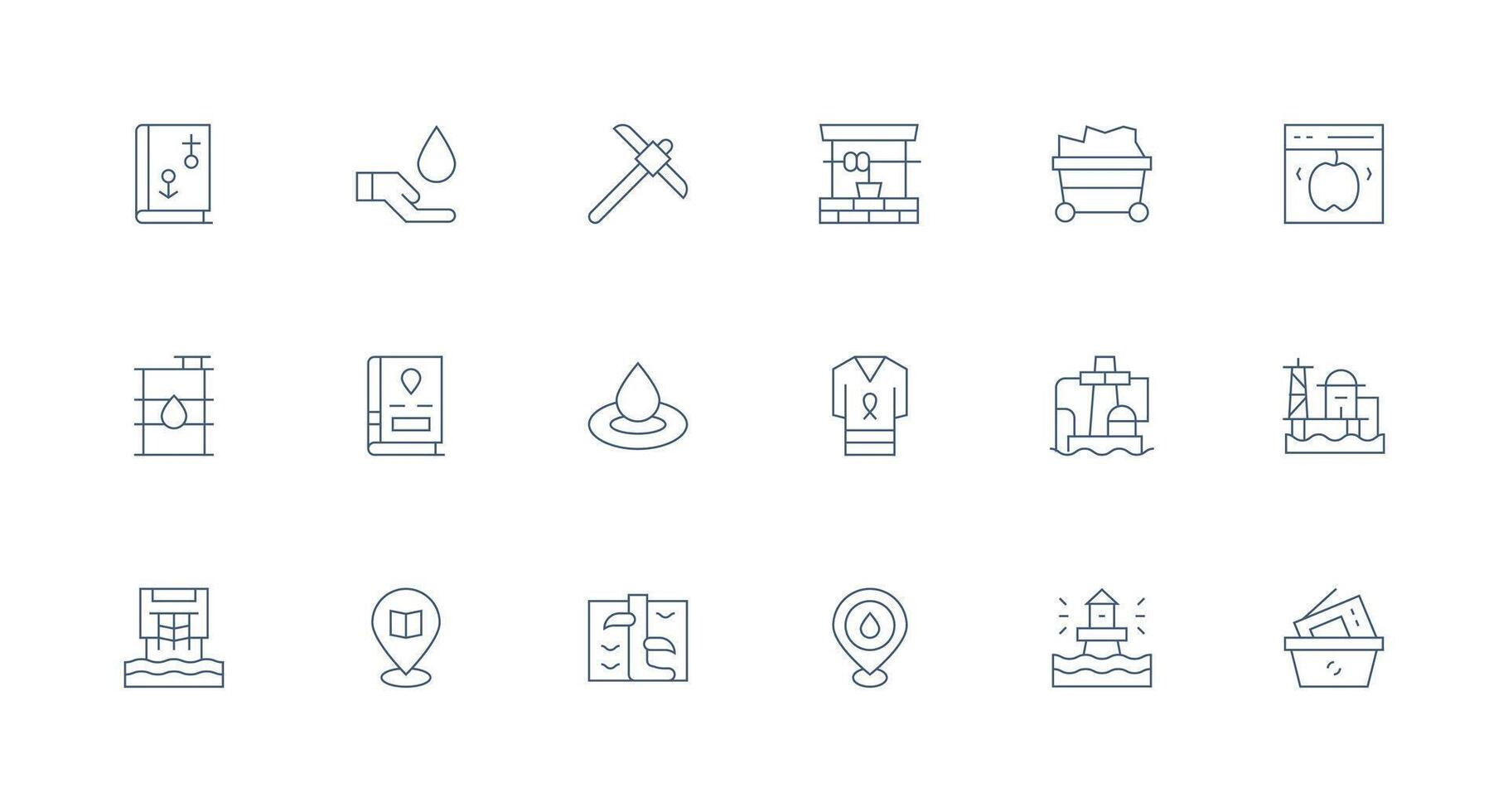 Resource Set with 18 Minimal Line Icons Sharp Icons for Presentations vector