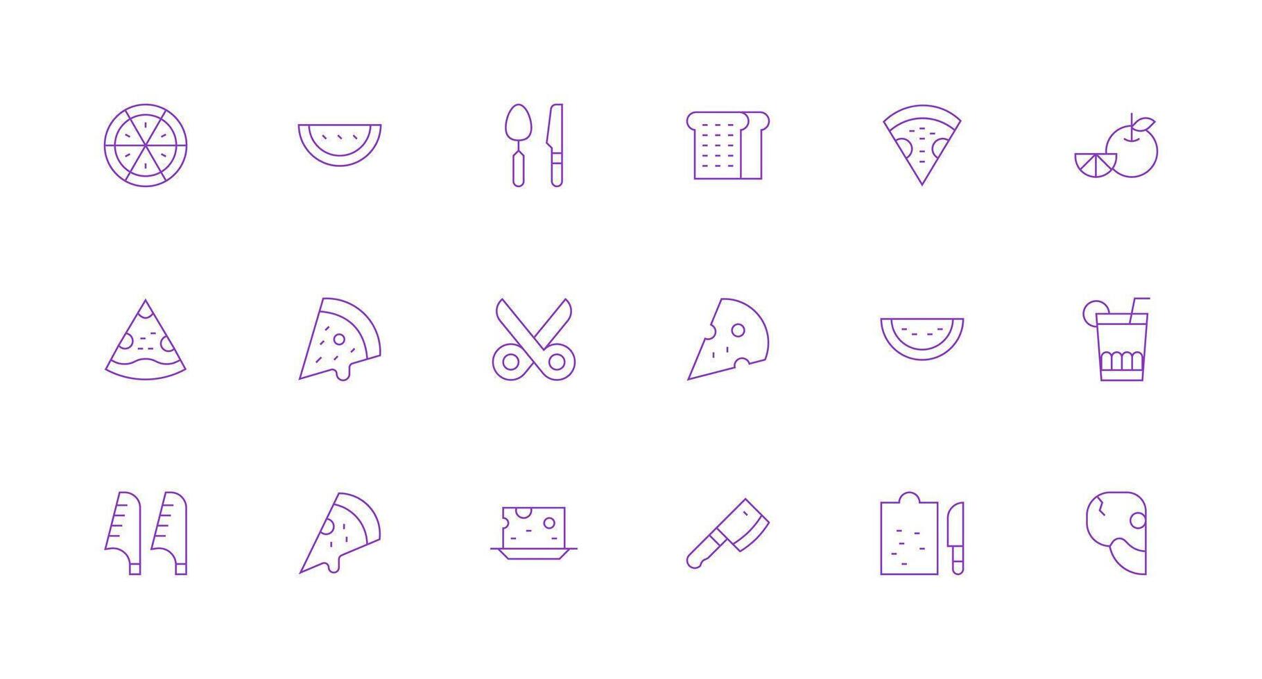 18 Slice Icons in Minimal Line Aesthetic Clean Icon Set Icon Pack for UI Projects vector