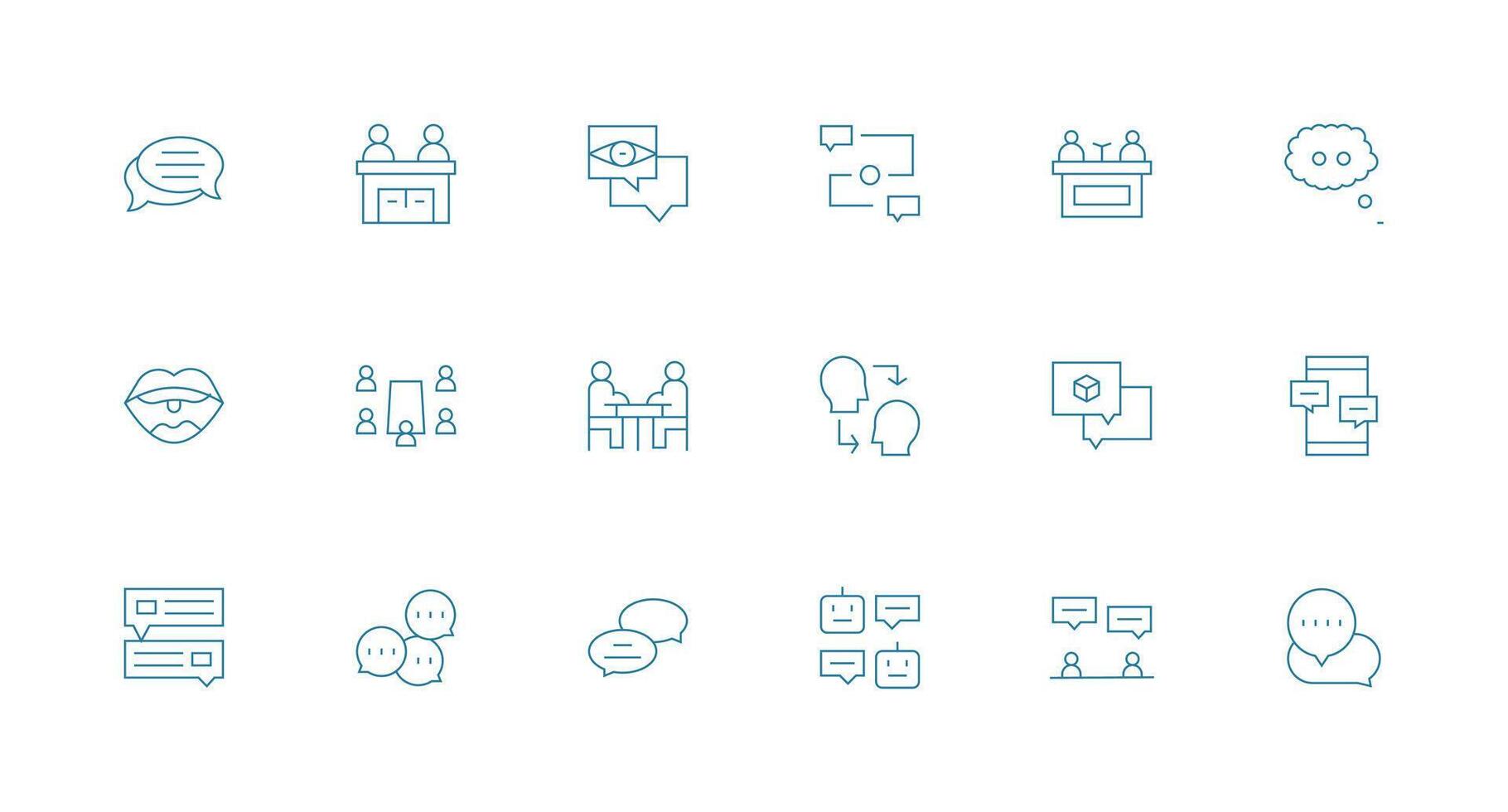 18 Minimal Line Style Icons from Dialogue Collection Flexible Icon System for Web Interfaces vector