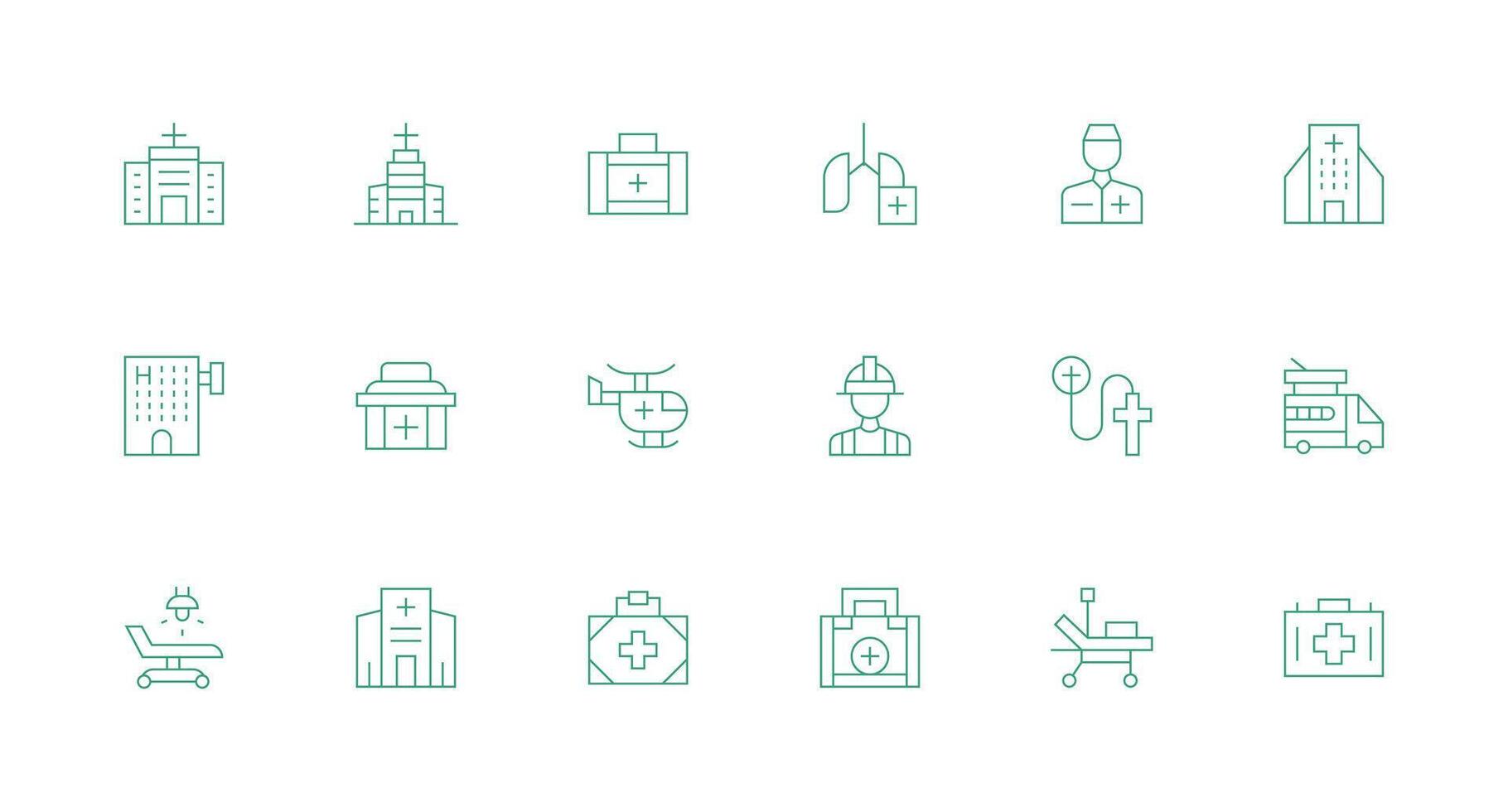 18 Minimal Line Style Icons from Ambulance Collection Flexible Icon System for Web Interfaces vector