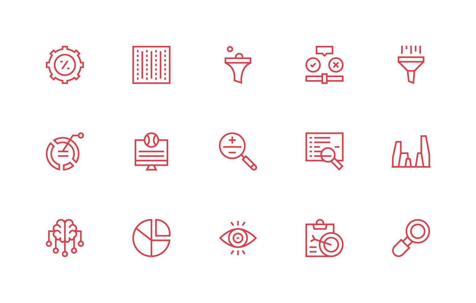 Data Analysis featuring 15 Icons in Regular Line Design Interface Icon Collection for Daily Projects vector