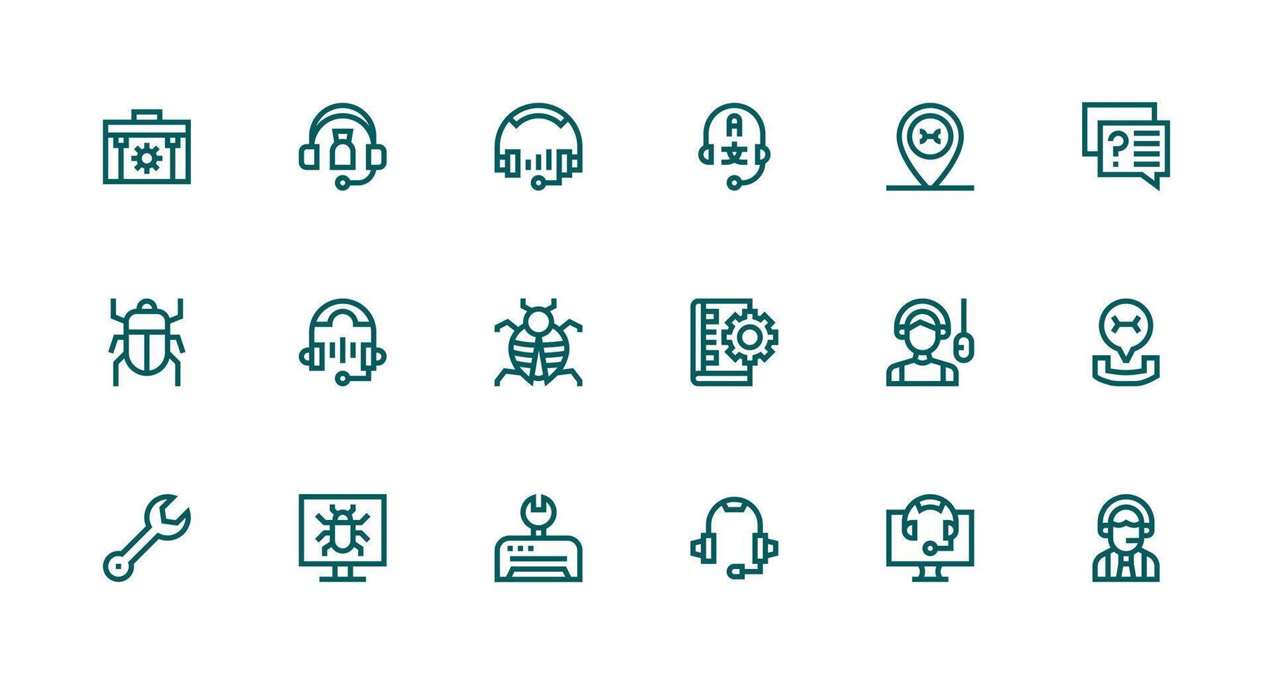 18 Strong Stroke Line Icons for Technical Support Graphics UI-Ready Icon Collection vector