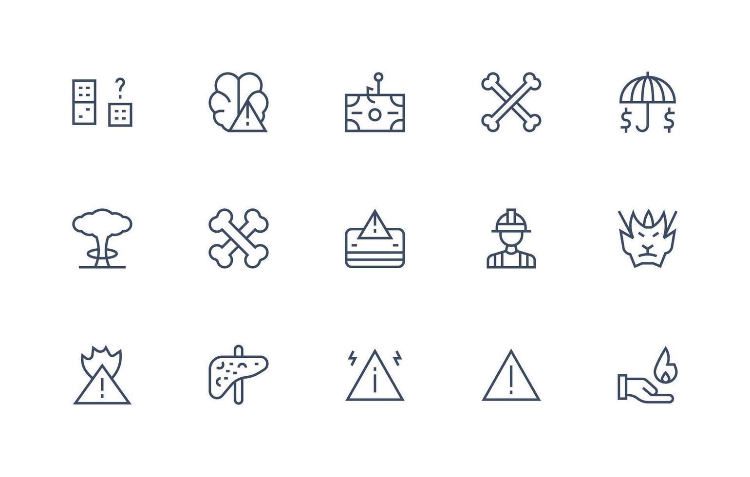 15 Regular Line Designs for Risk Icons Quick Access Icons for UI Development vector