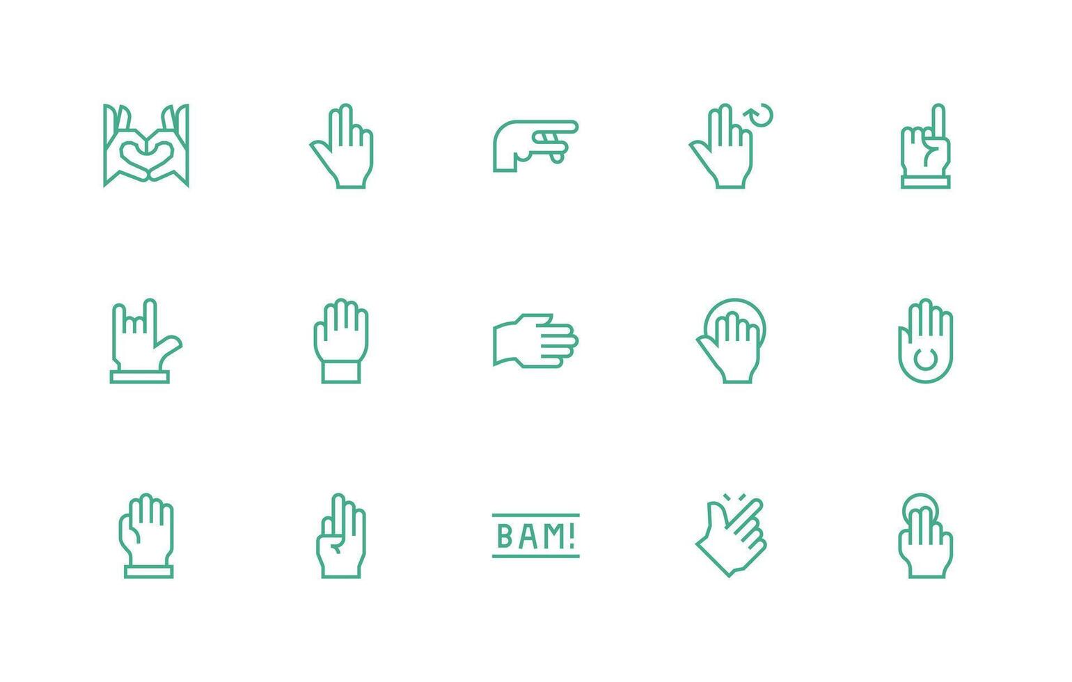 15 Gesture Icons in Regular Line Aesthetic Minimal Icon Set for Interface Projects vector